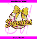 Savannah Banana Bow PNG, Game Day Baseball PNG, Retro Baseball PNG