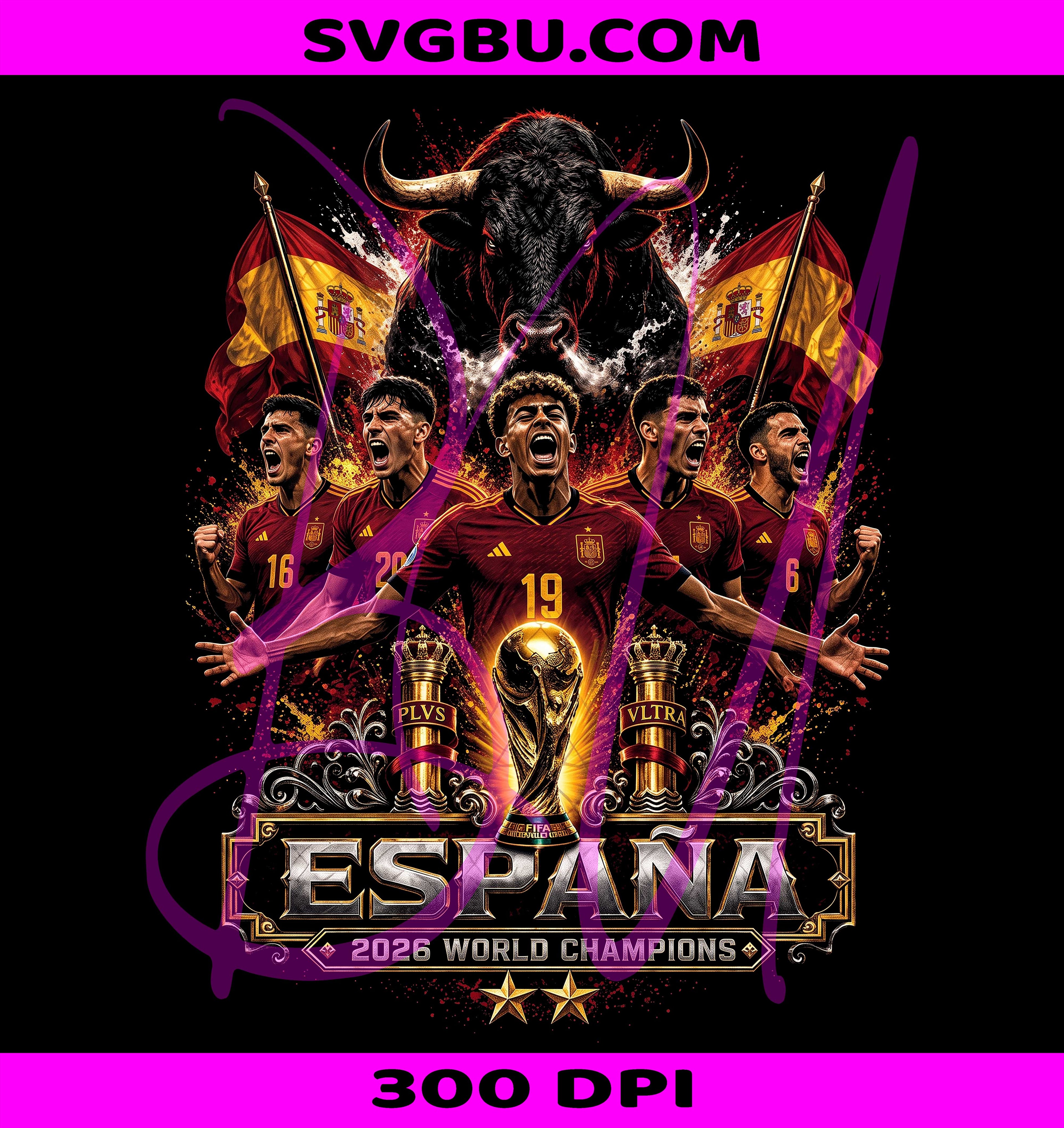 Spain 2026 Champions PNG, World Cup Graphic PNG, Vintage Halftone PNG