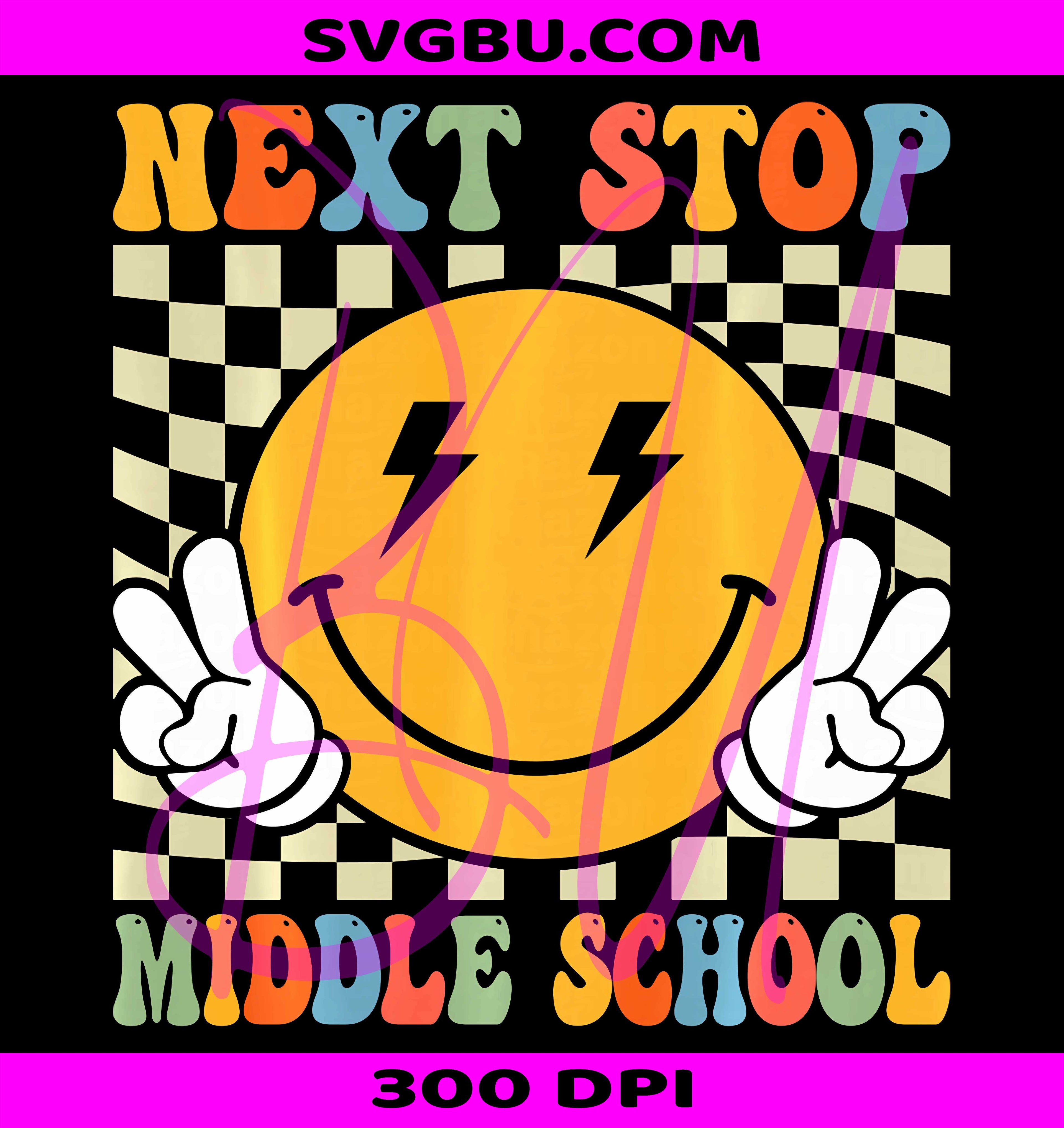 Next Stop Middle School Groovy PNG, Elementary School Graduation PNG