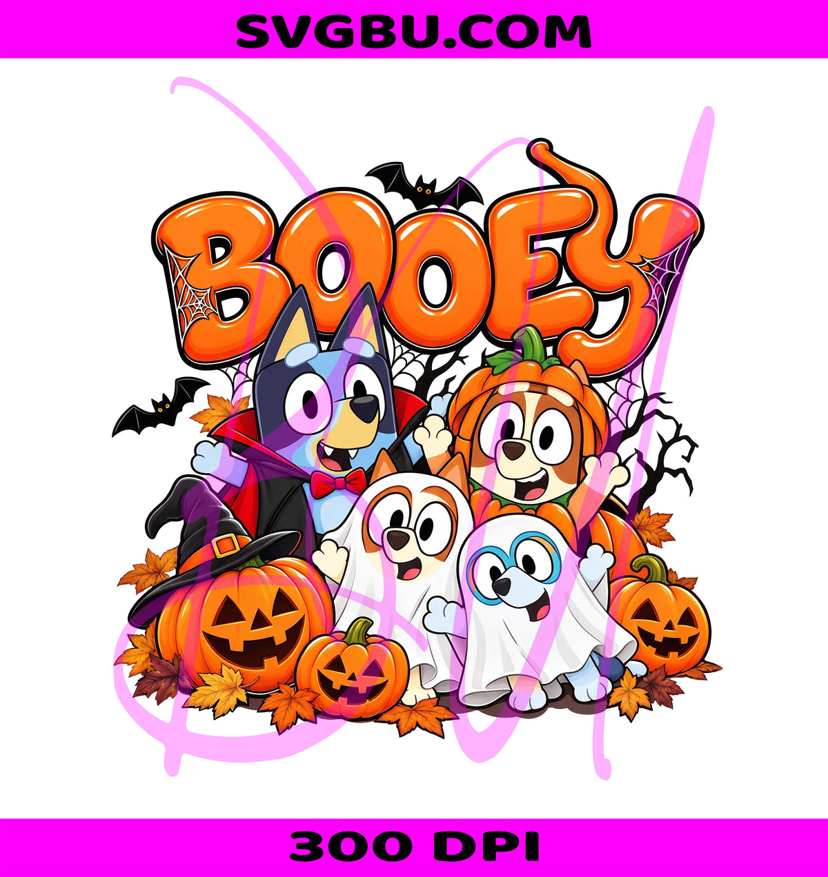 Bluey Booey PNG, Cartoon Halloween PNG, Family Matching PNG