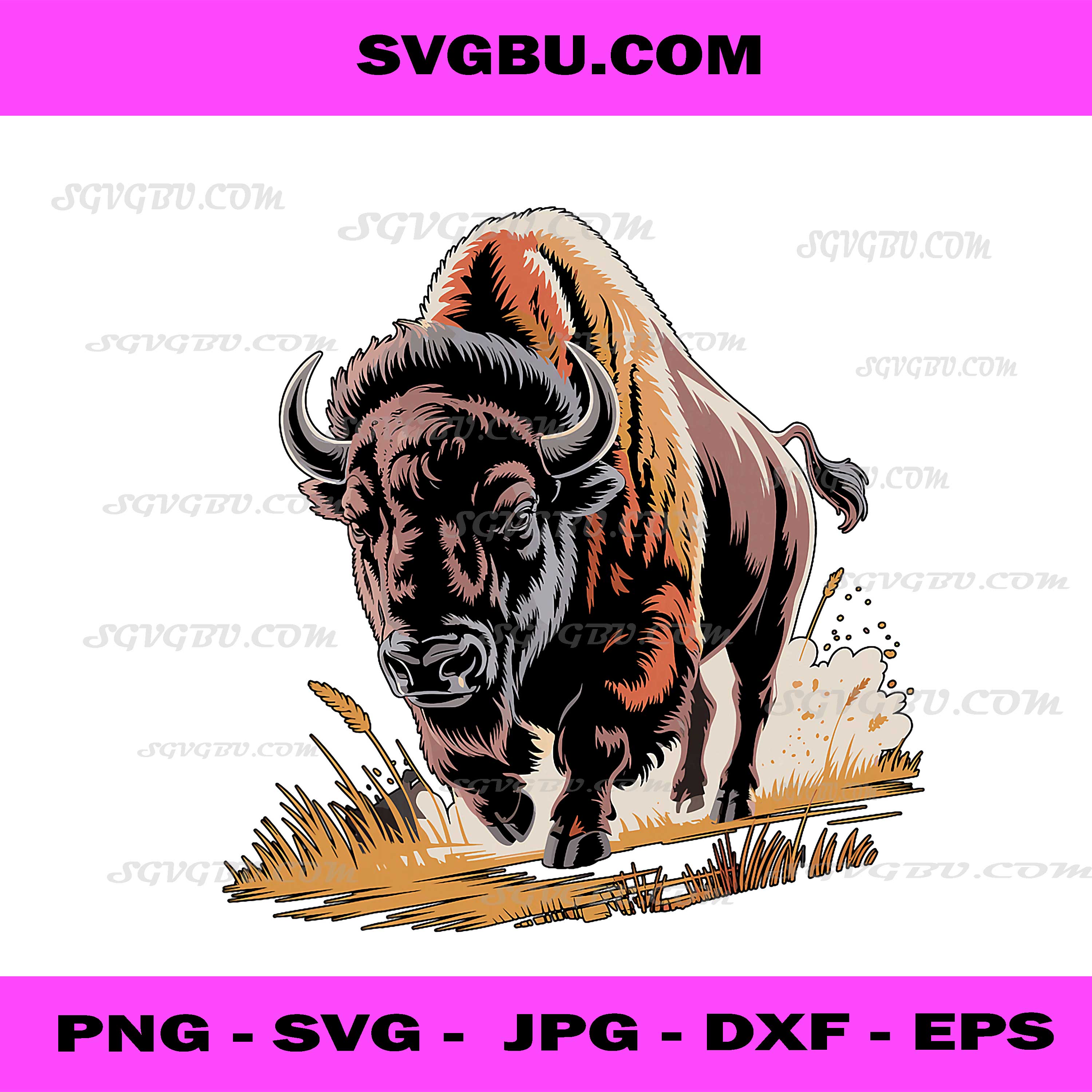 American Bison Buffalo PNG, Powerful Buffalo Animal Design File