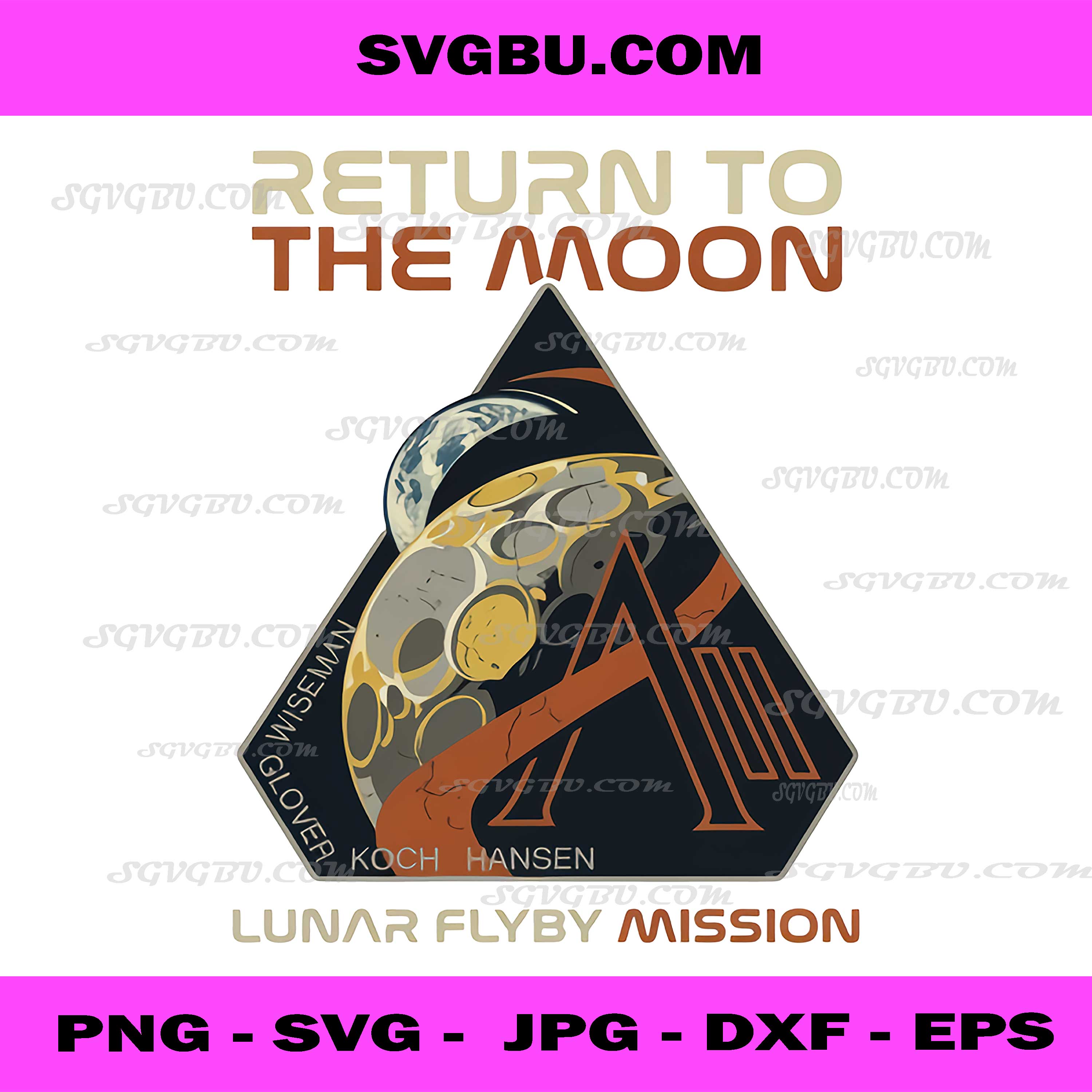 Return to the Moon Artemis II PNG, NASA Lunar Flyby Mission Patch Design