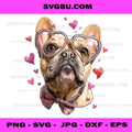 French Bulldog Vday PNG, Dog Frenchie Valentine's Day Heart Sunglasses PNG