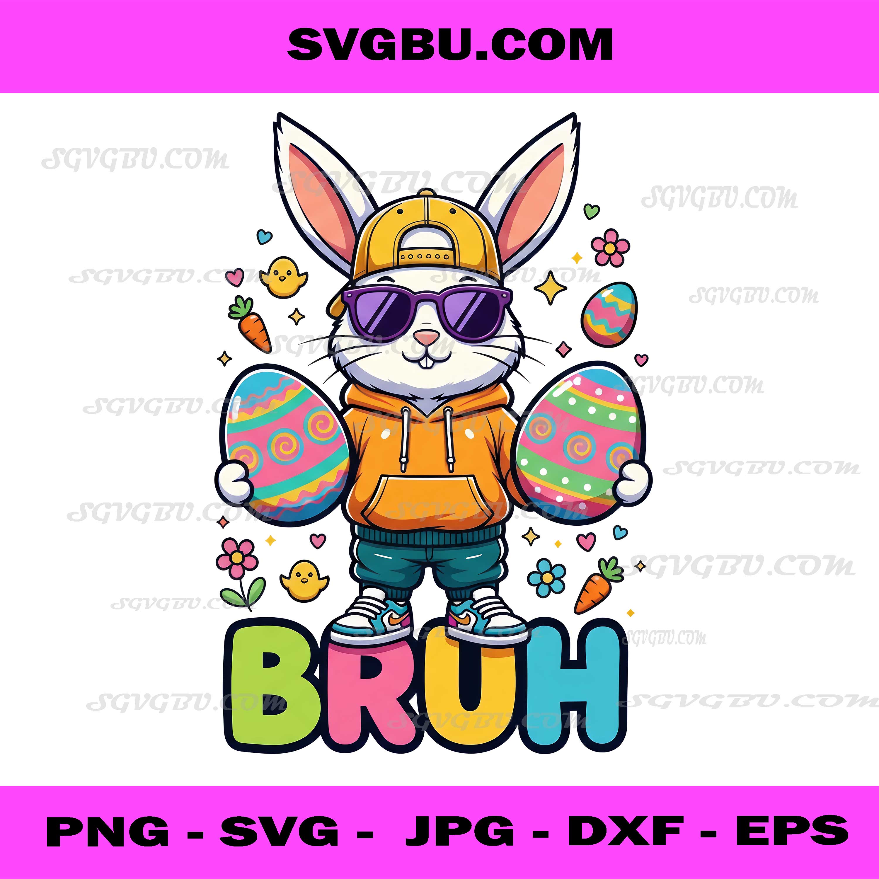 Bruh Easter Bunny PNG, Cool Rabbit with Sunglasses PNG Design