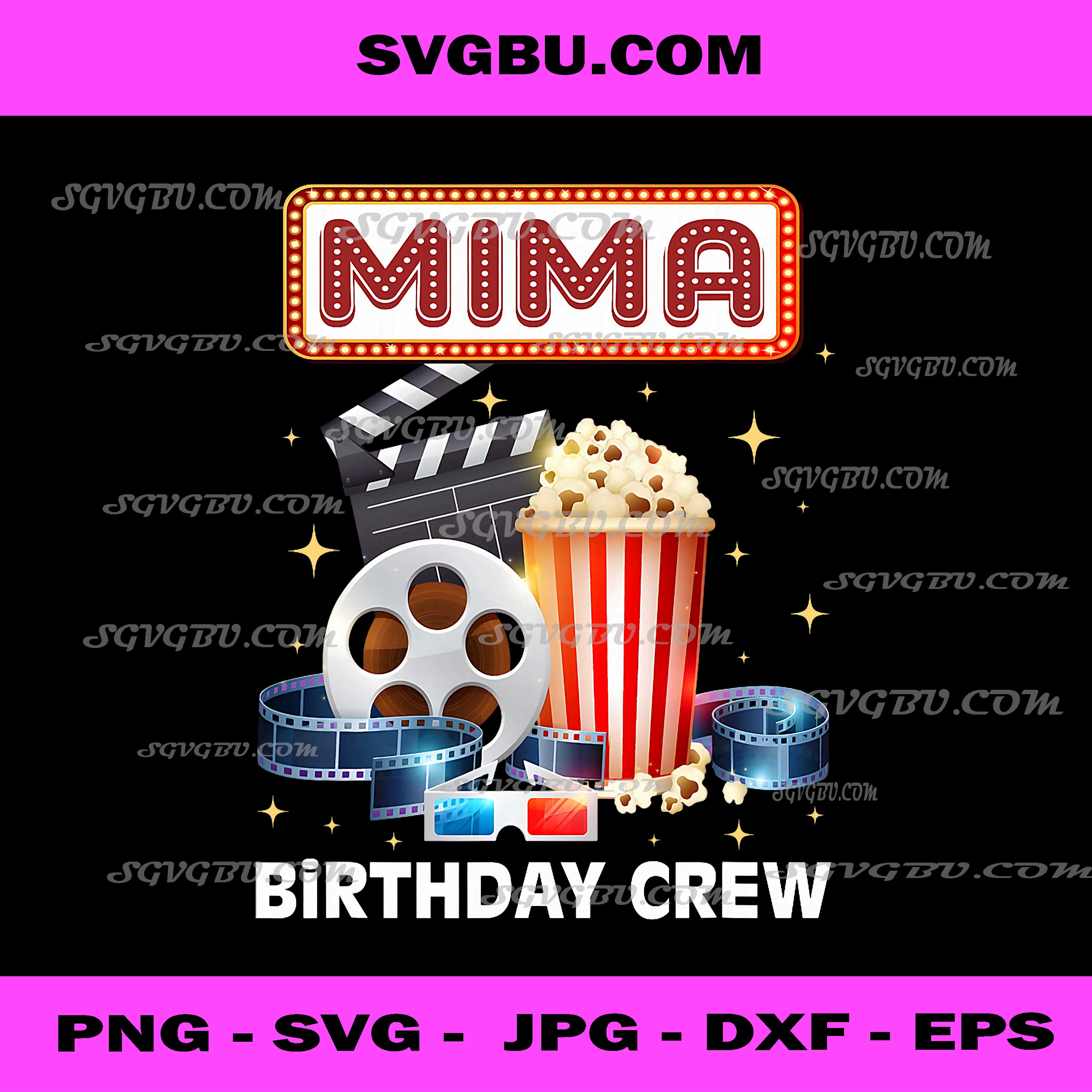 Mima Birthday Crew Movie Night Theater PNG, Cinema Party Art PNG
