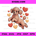 Cute Poodle Dog Love Heart for Valentines Day PNG, Dog Lover PNG