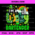 Lucky Patricks Day Bartender Pride Clovers Parade PNG, Job PNG
