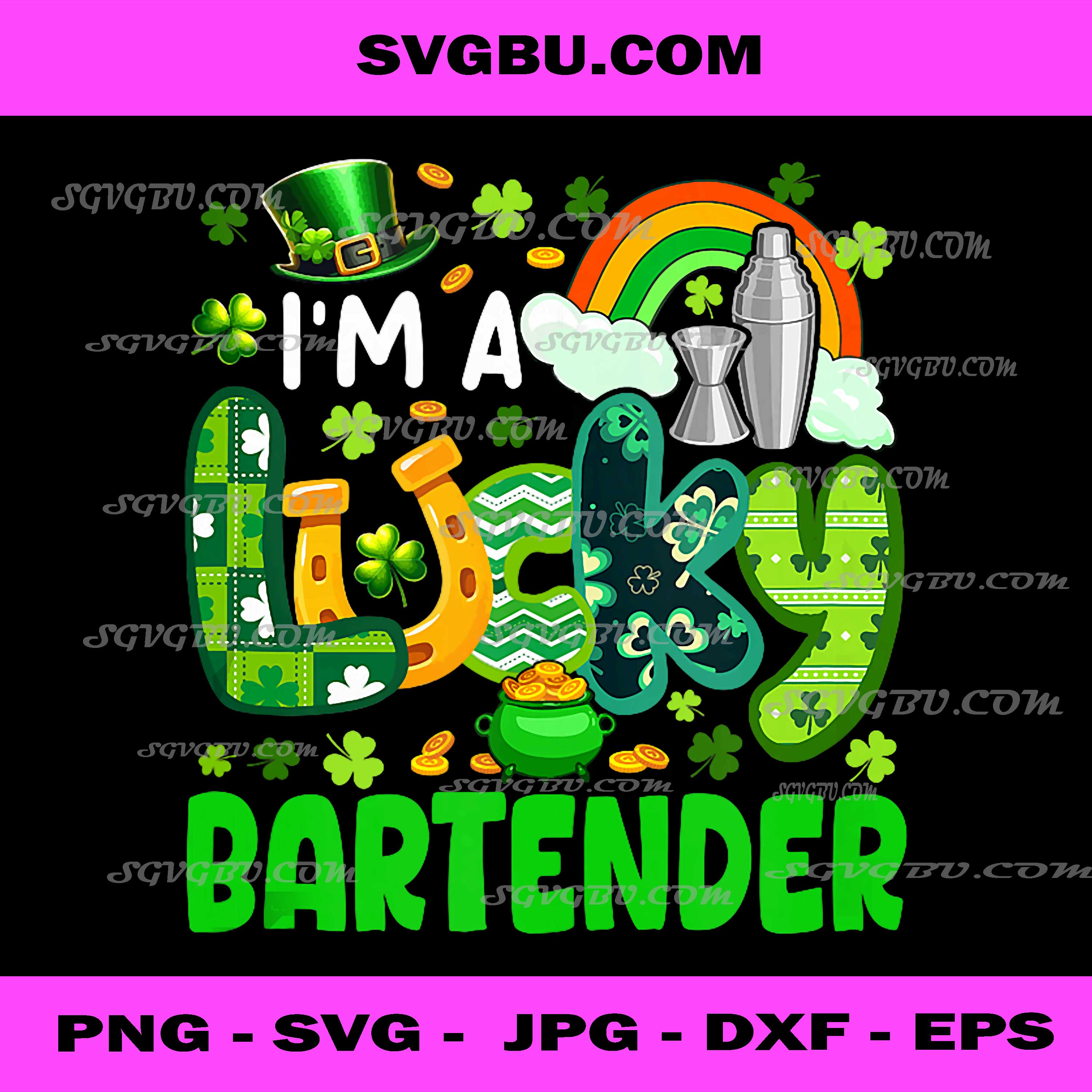 Lucky Patricks Day Bartender Pride Clovers Parade PNG, Job PNG