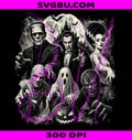 Classic Halloween Monsters PNG, Vintage Horror PNG, Spooky Halftone PNG