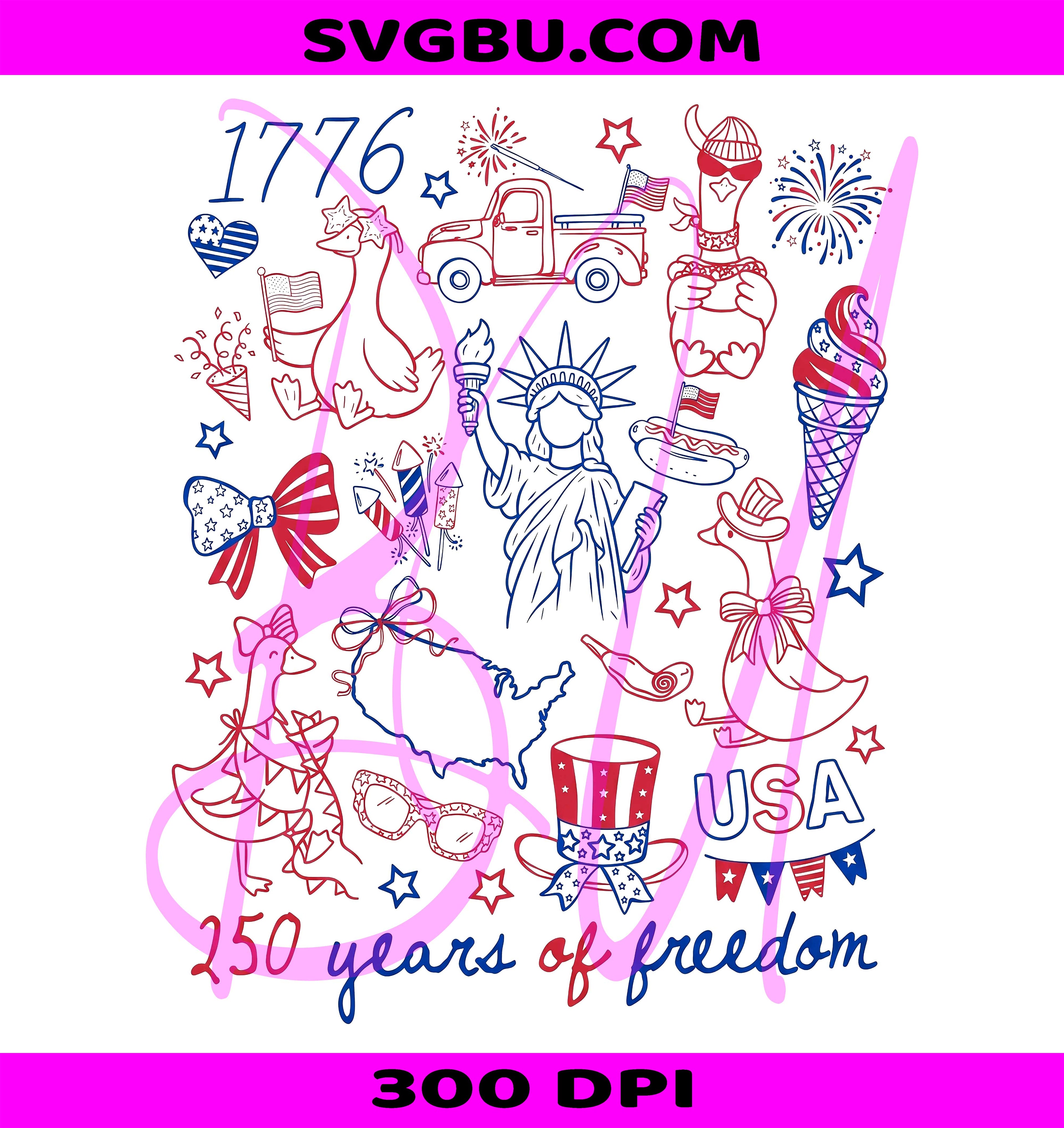 250 Years Of Freedom PNG, 4th Of July Doodle PNG, Statue Of Liberty PNG