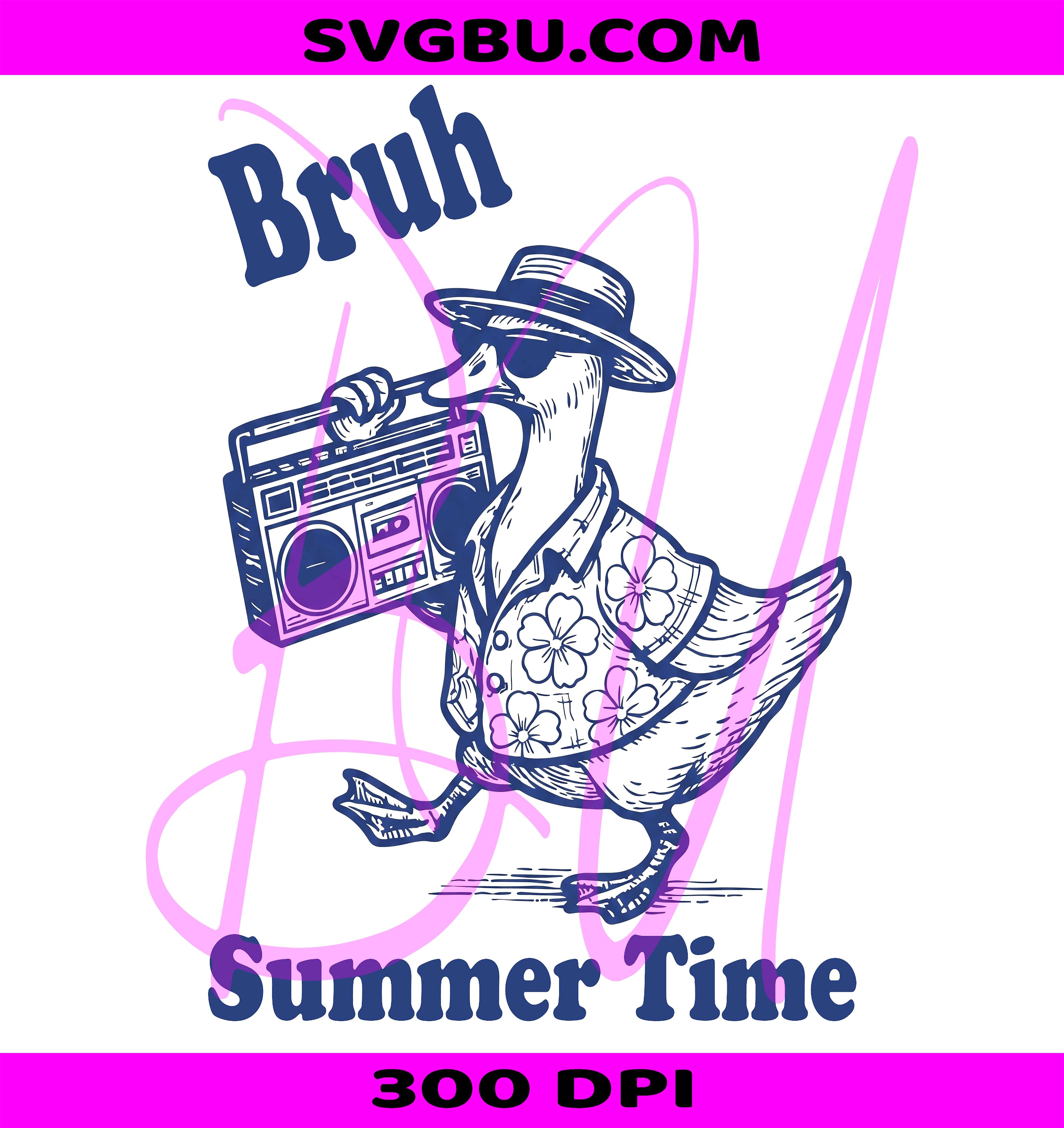 Bruh Summer Time Duck PNG, Cool Duck With Boombox PNG