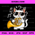 Cat French Horn, Funny Cat Lover PNG