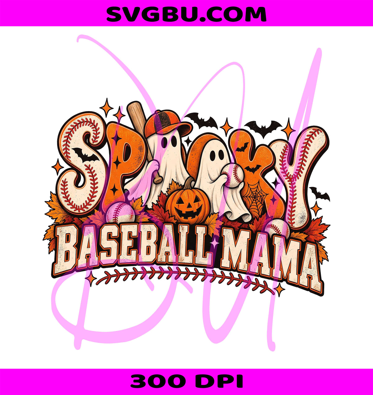 Spooky Baseball Mama PNG, Halloween Baseball Mom PNG, Fall Ball PNG