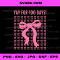 Yay for 100 Days of School Pink Bows Celebration PNG