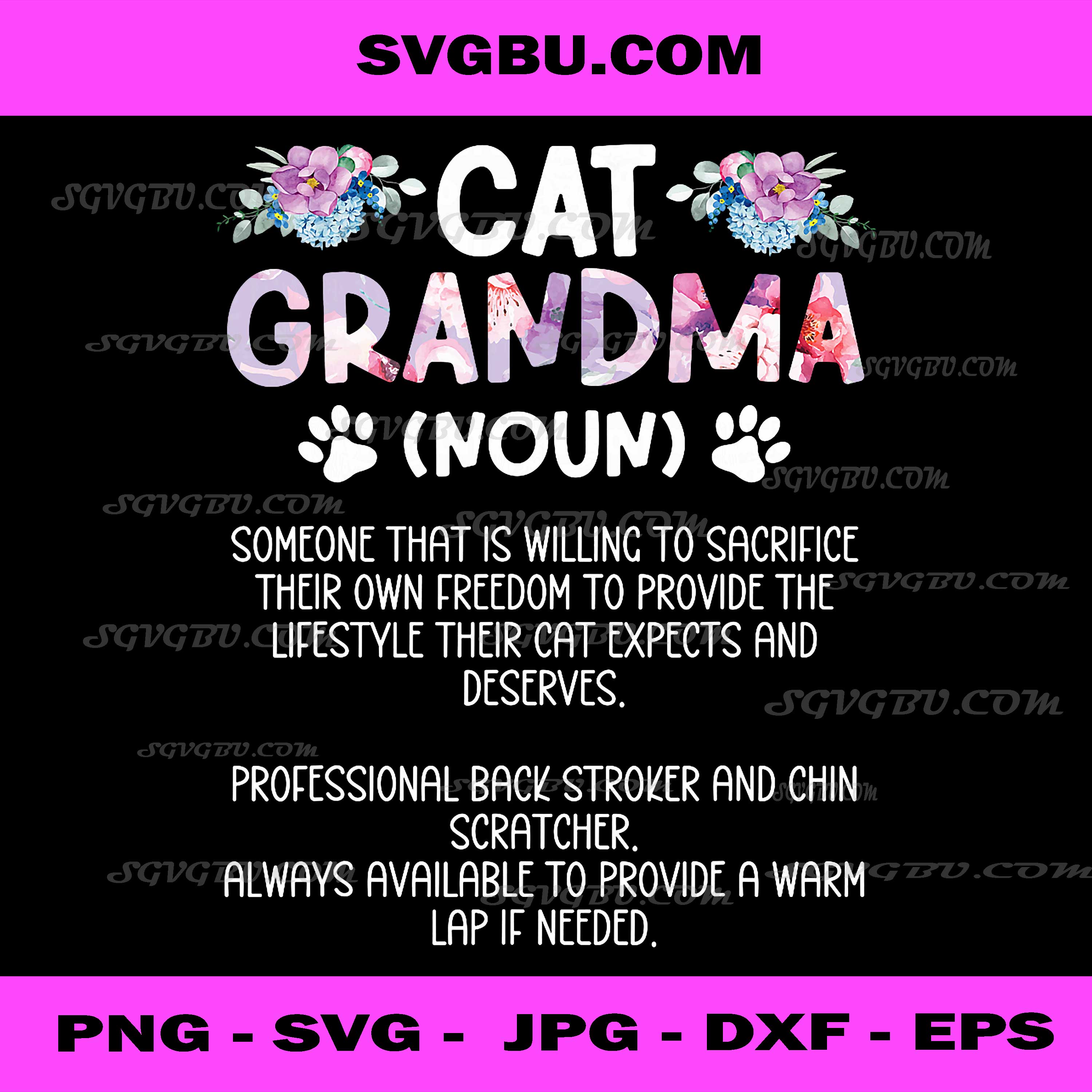 Cat Grandma Definition, Cat Lover Grandma, Cat Grandmother PNG