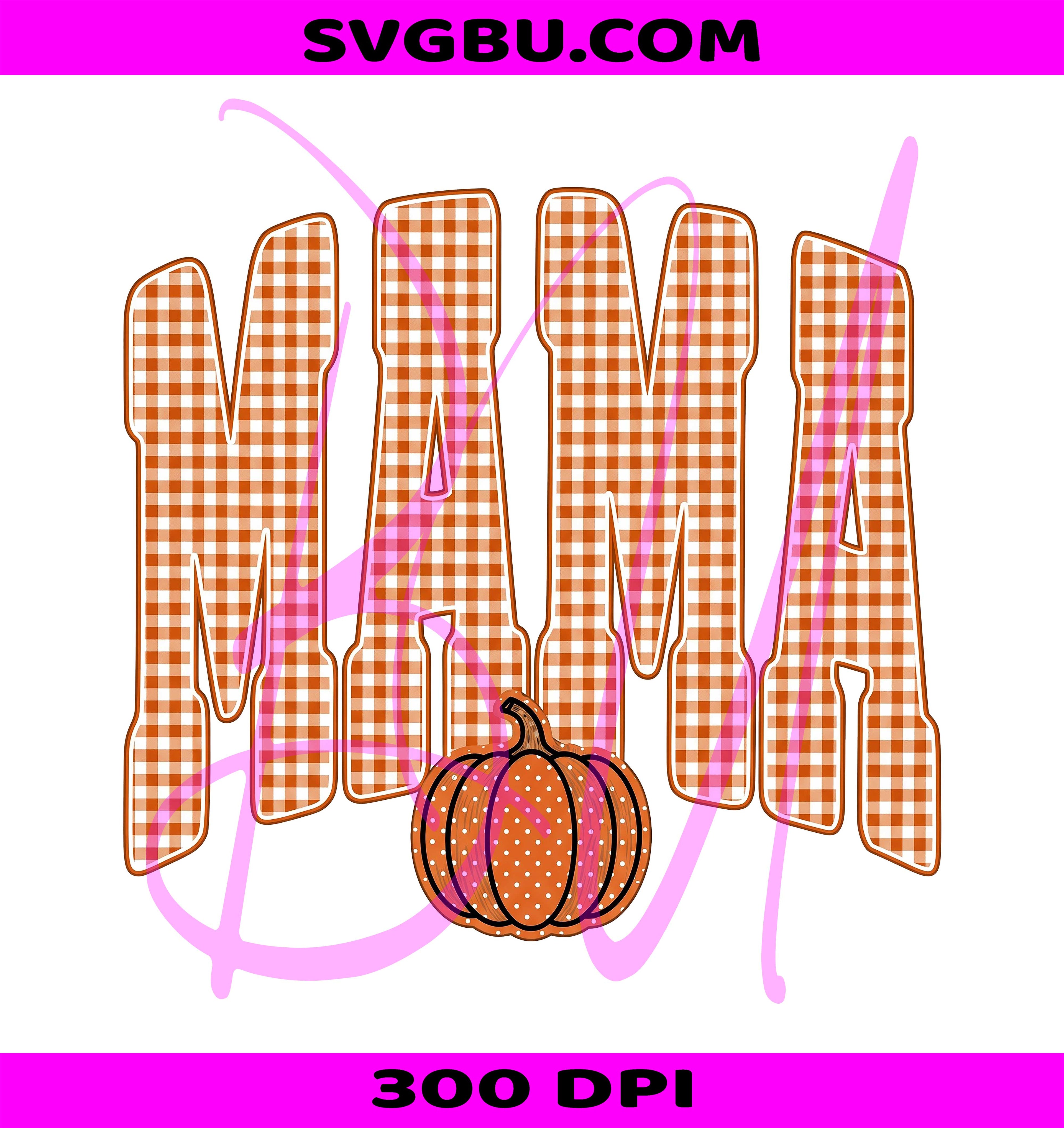 Retro Mama Pumpkin PNG, Fall Gingham Mama PNG, Gingham Pumpkin PNG