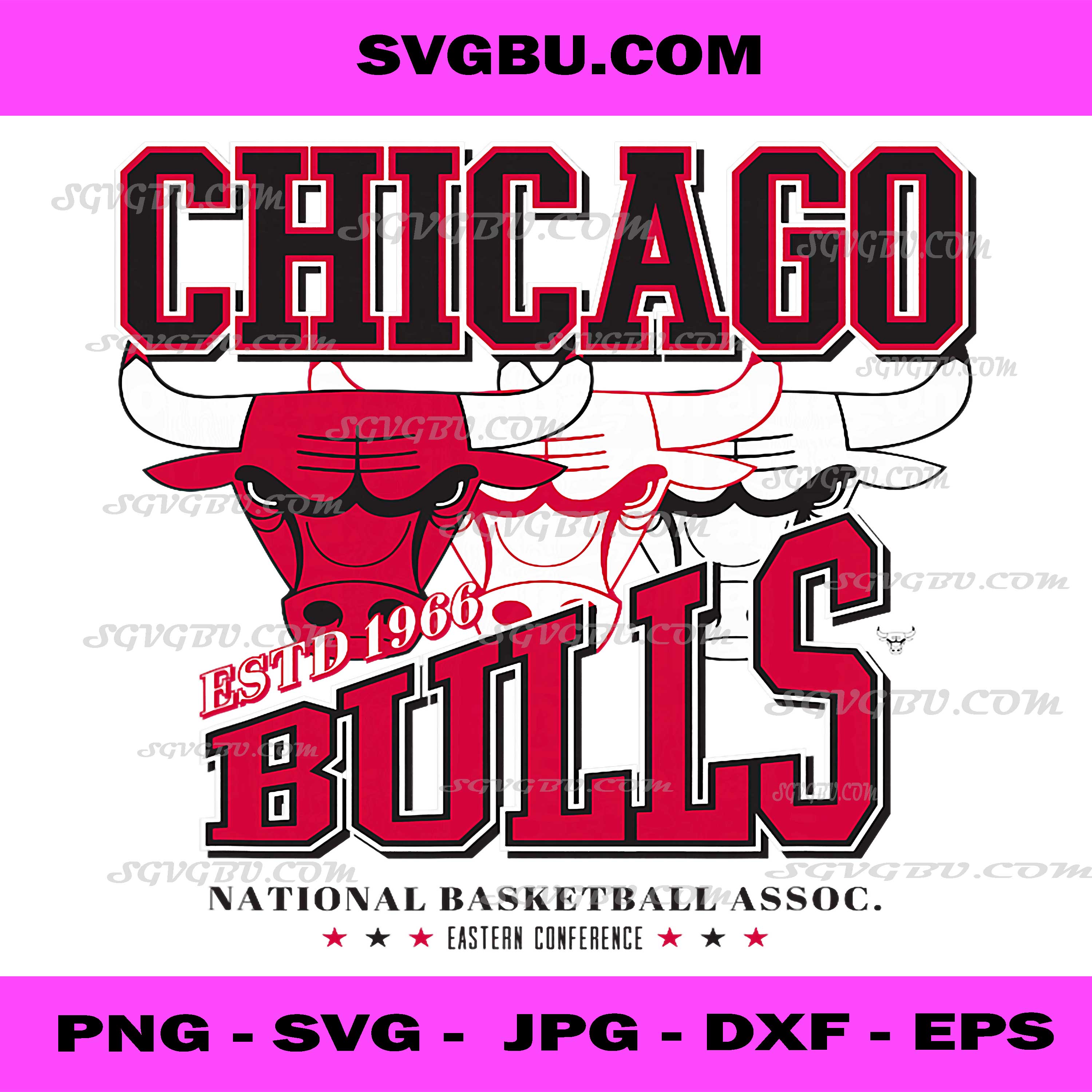 Chicago Bulls Triple Threat Basketball PNG, NBA Team Art PNG