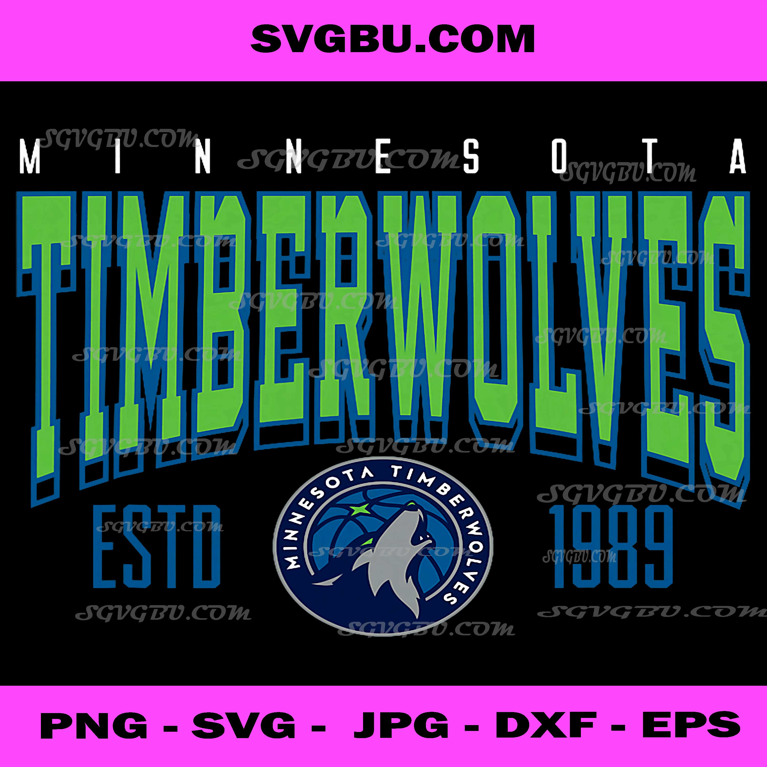 Minnesota Timberwolves PNG, ESTD 1989 Wolves PNG, NBA Basketball PNG