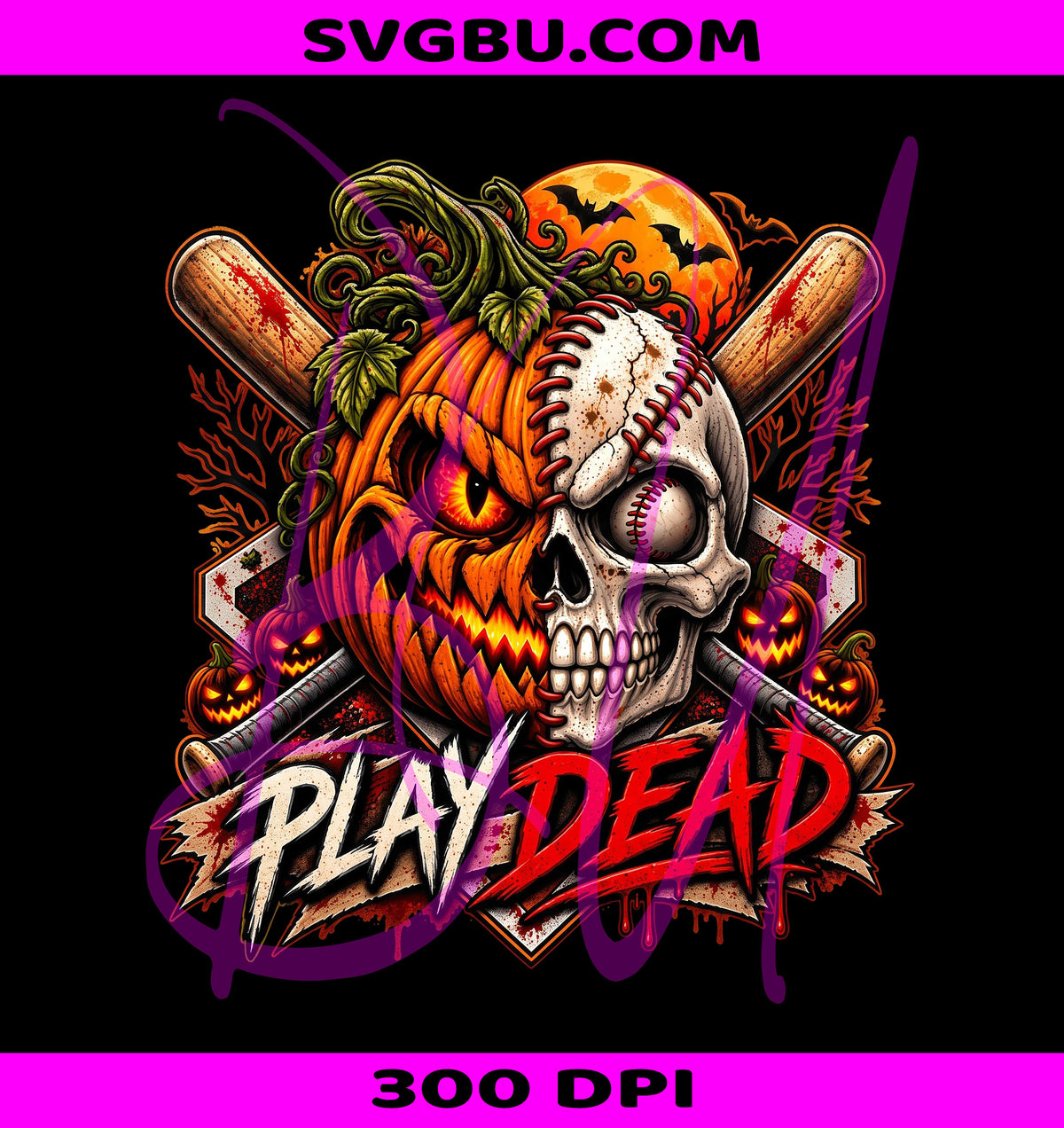 Spooky Halloween Baseball PNG, Jack O Lantern Mascot PNG, Skull Sports PNG