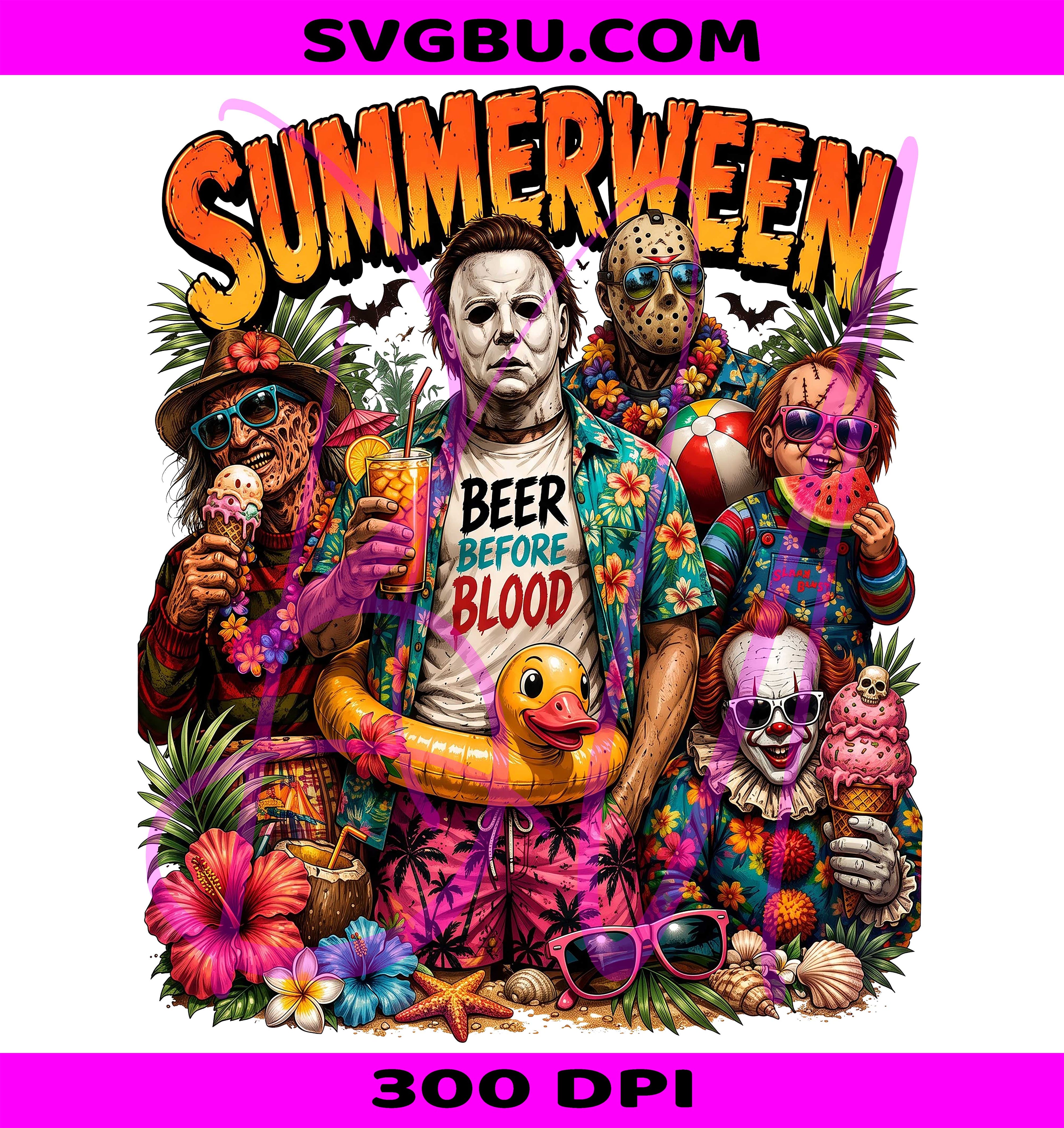 Retro Summerween PNG, Spooky Summer PNG, Horror Vacation PNG