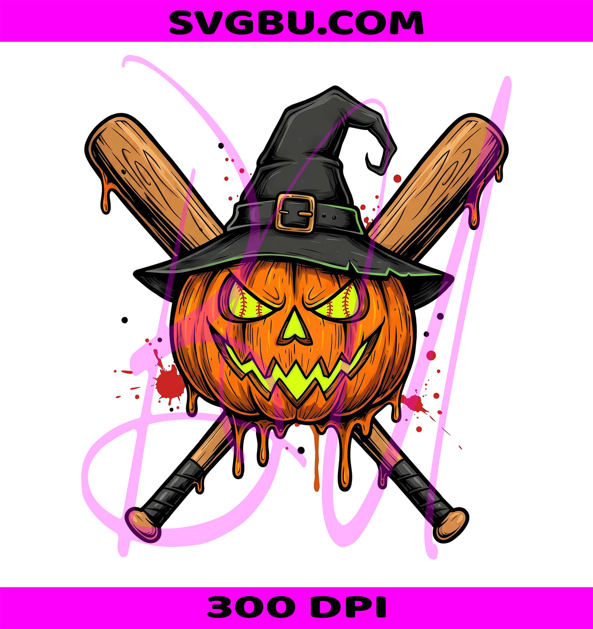 Spooky Pumpkin Baseball PNG, Witch Halloween PNG, Halloween Sports PNG