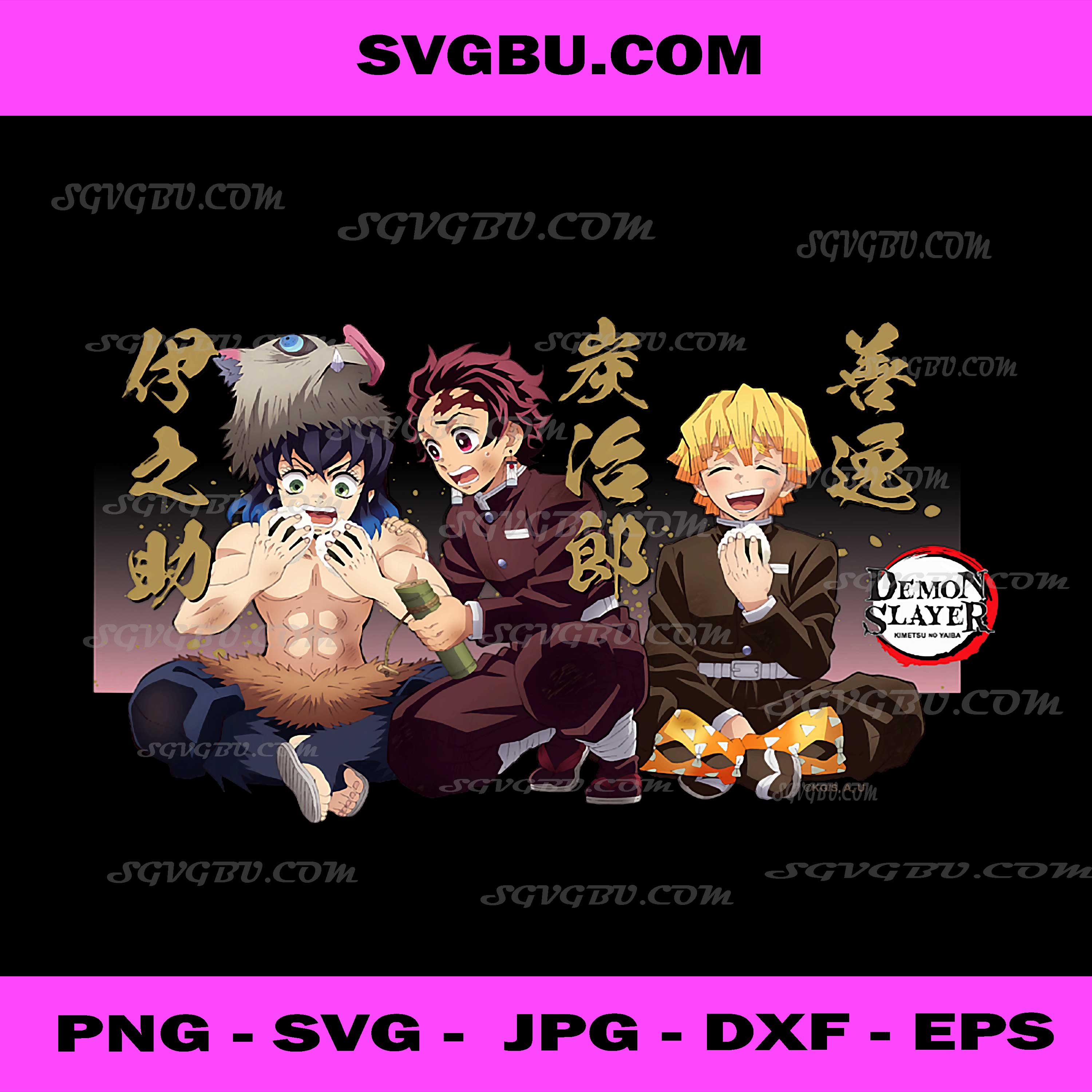 Demon Slayer PNG, Kimetsu no Yaiba, Zenitsu Inosuke Rice Ball PNG