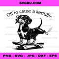 Off To Cause A Kerfuffle PNG, Dachshund Skateboard PNG, Funny Dog PNG