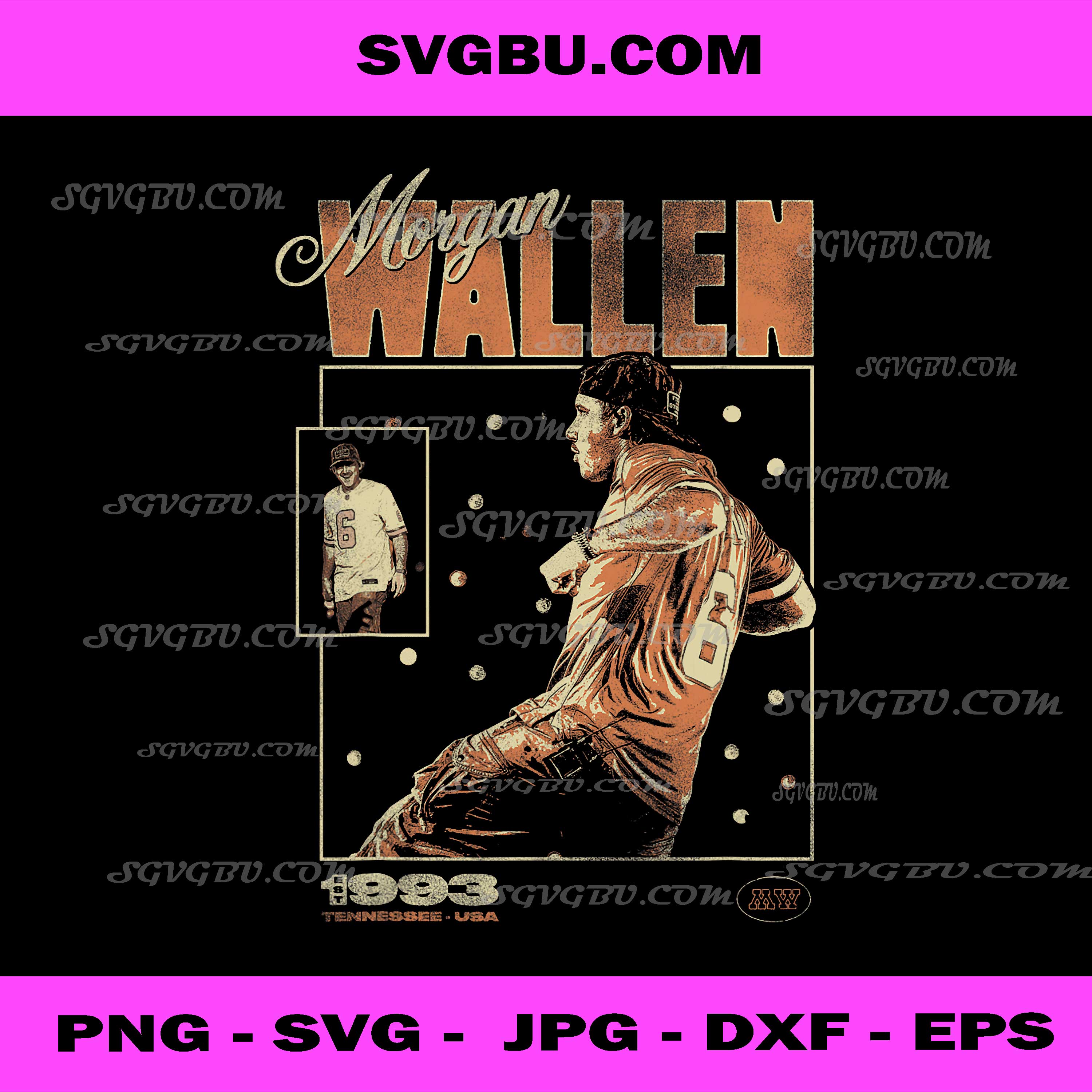 Morgan Wallen Baseball Card Style PNG, Country Music Fan Art PNG