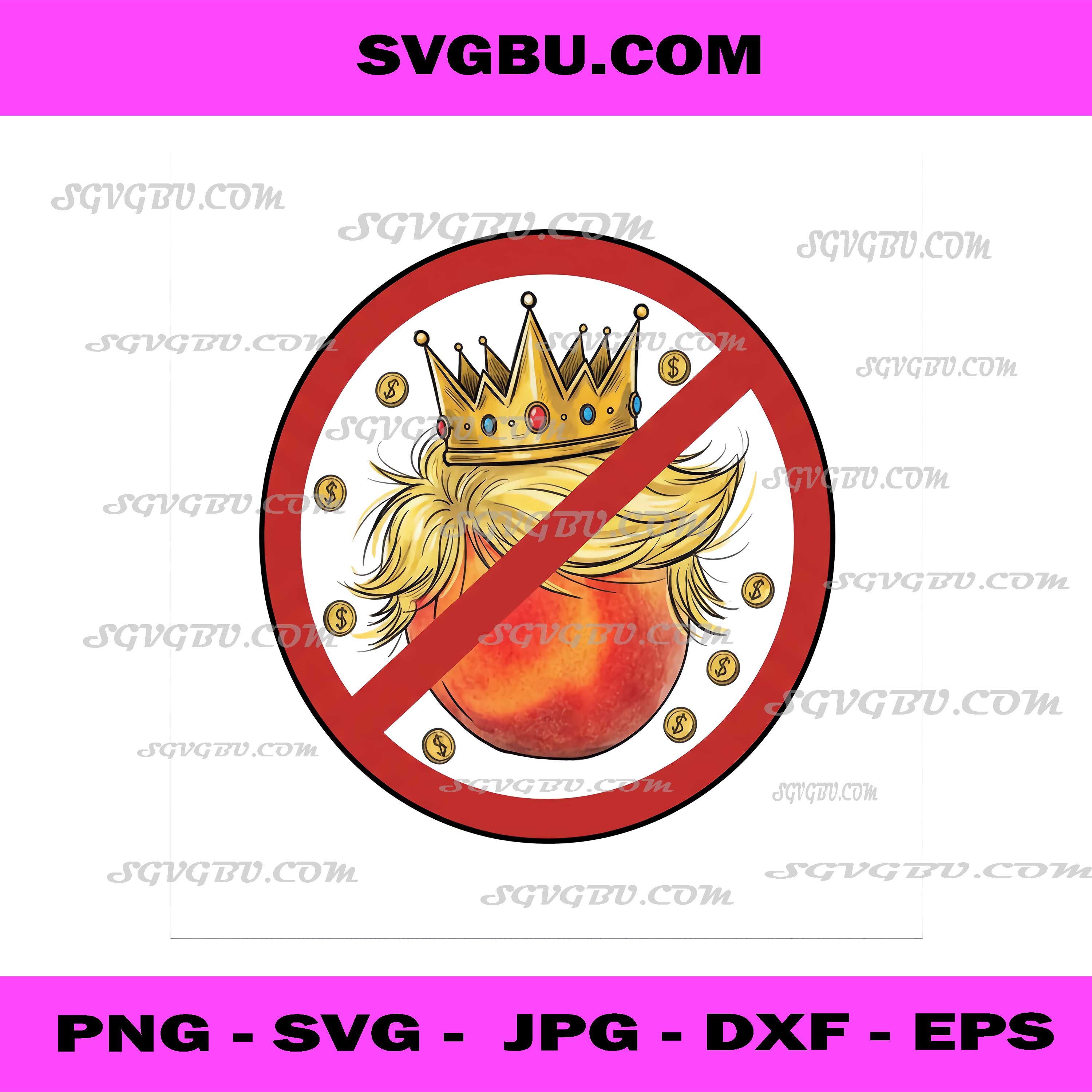 Anti Trump Peach Crown, No Kings Impeachment Satire Design PNG