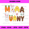 Mama Bunny Easter Alphabet, Cute Chick and Carrot Letters PNG