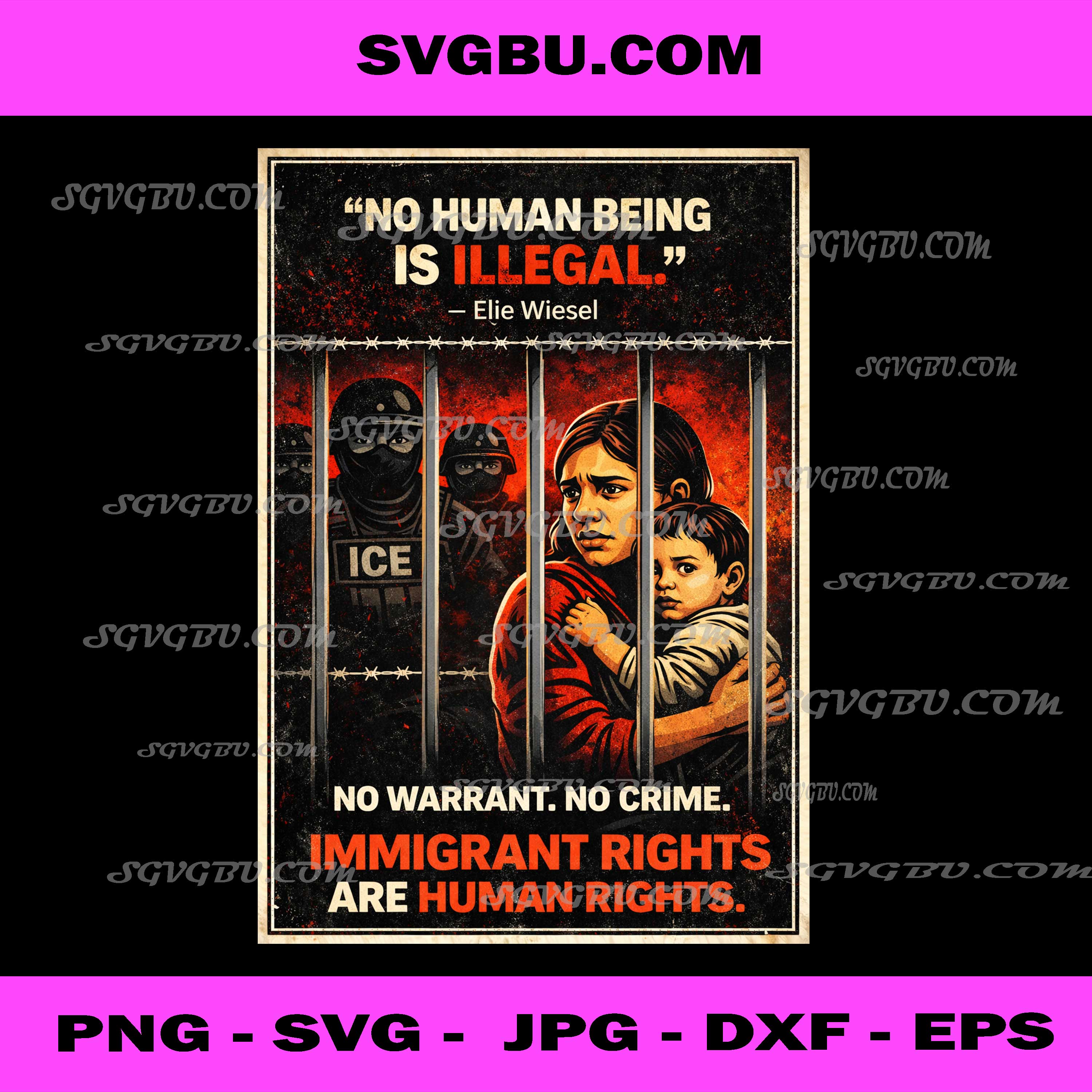 Immigrant Rights Poster PNG, Human Rights Protest PNG, Political Art PNG
