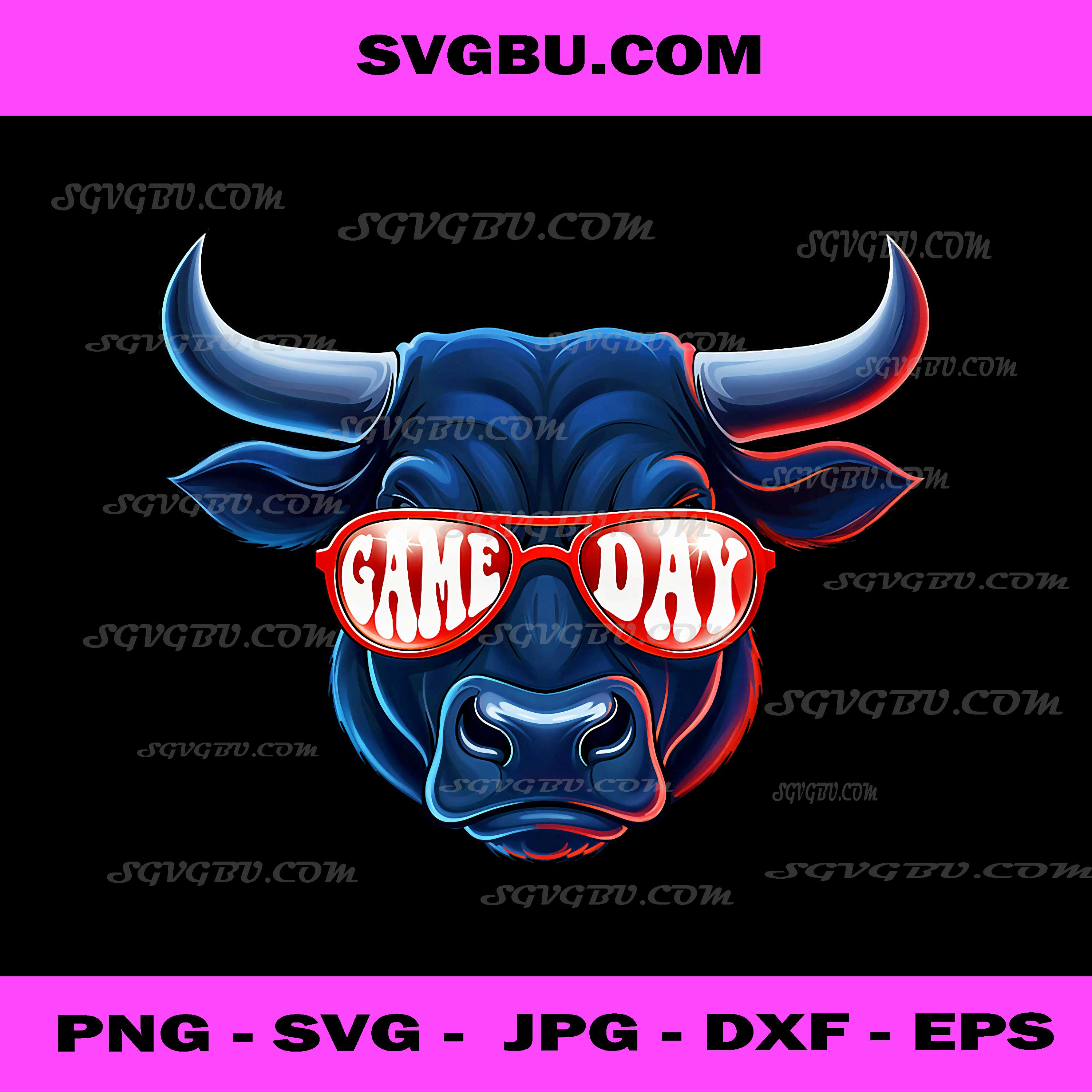American Bull Wearing Sunglasses PNG, Game Day Bull PNG