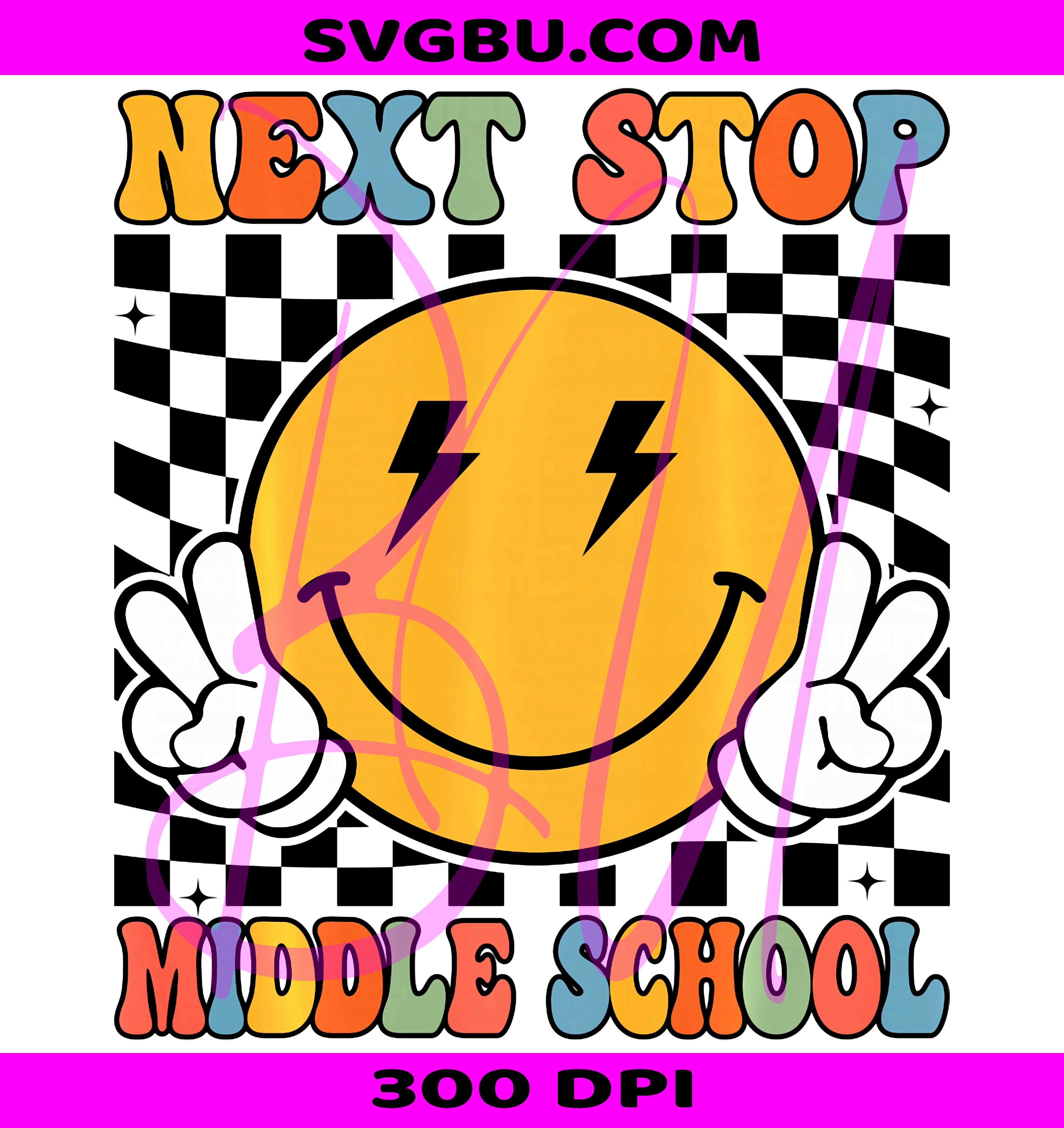 Next Stop Middle School Groovy PNG, Elementary School Graduation PNG