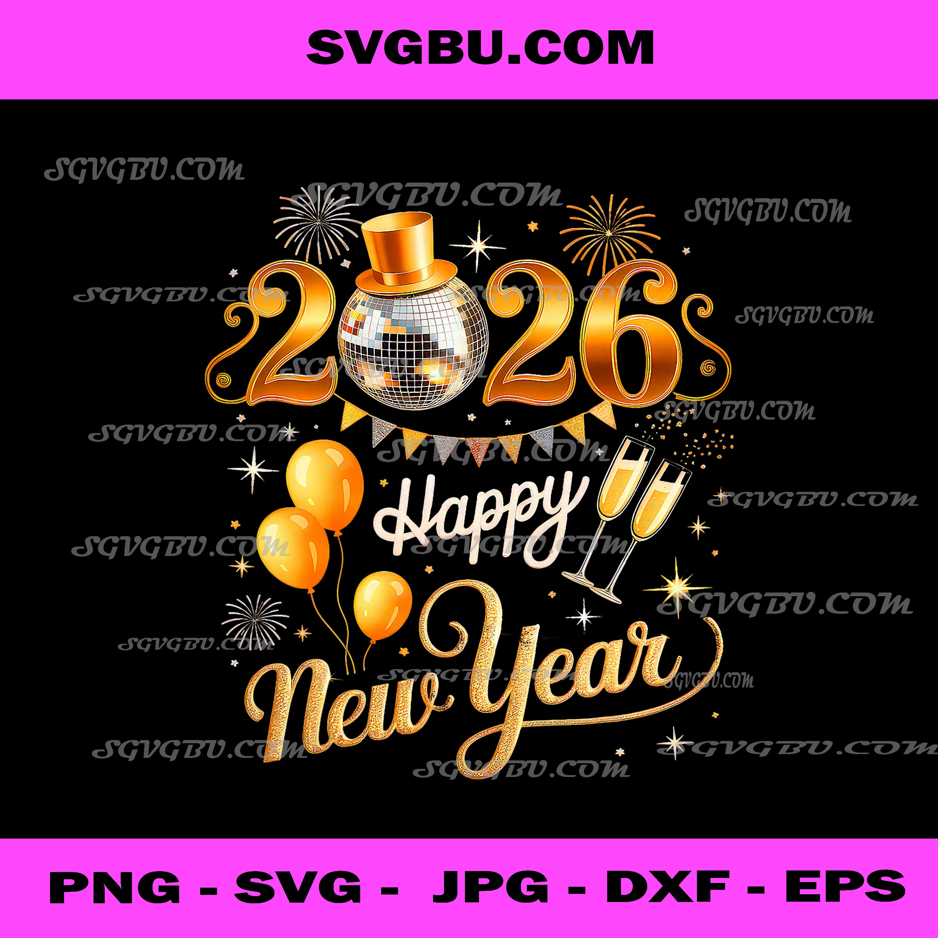 Happy New Year Party 2026 PNG