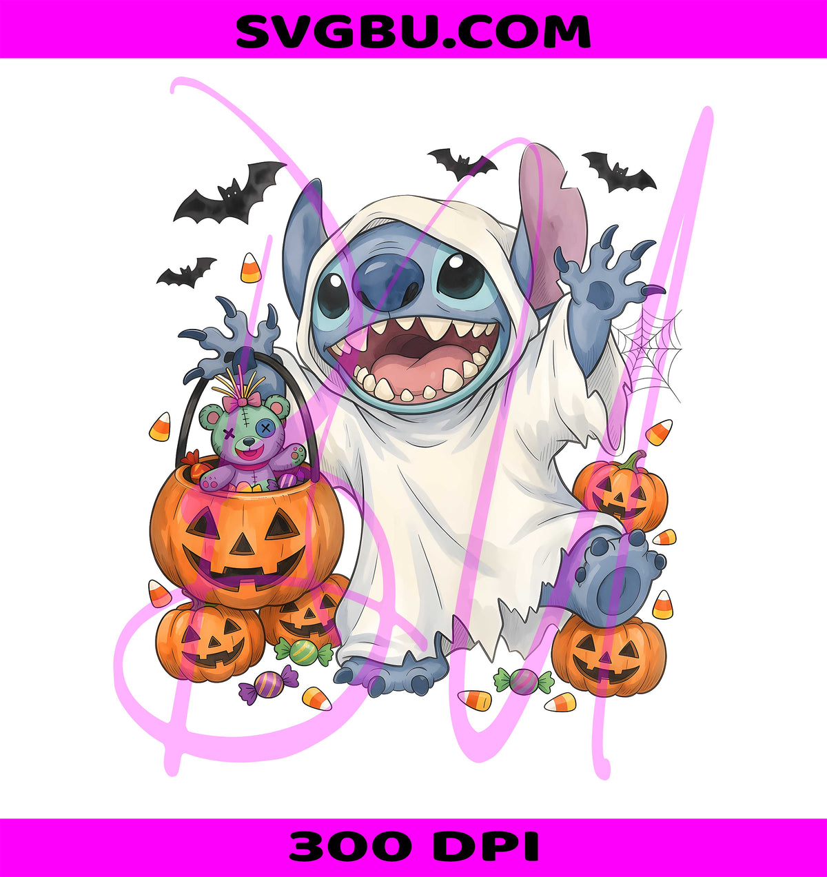 Disney Spooky Ghost Stitch PNG, Halloween Trick Or Treat PNG, Boo PNG