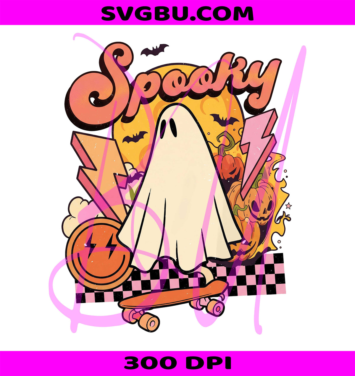 Checkered Skateboard Ghost PNG, Retro Halloween PNG, Fall Ghost PNG
