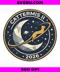 Cattermis II 2026 PNG, NASA Parody Golden Cat Moon Mission Badge