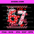 Valentine Six Seven PNG, 6 7 Coquette Bow Meme Heart PNG, Trendy Valentine Meme PNG