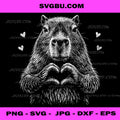 Cute Capybara Heart Hands PNG, Animal Lover Art PNG, Aesthetic PNG