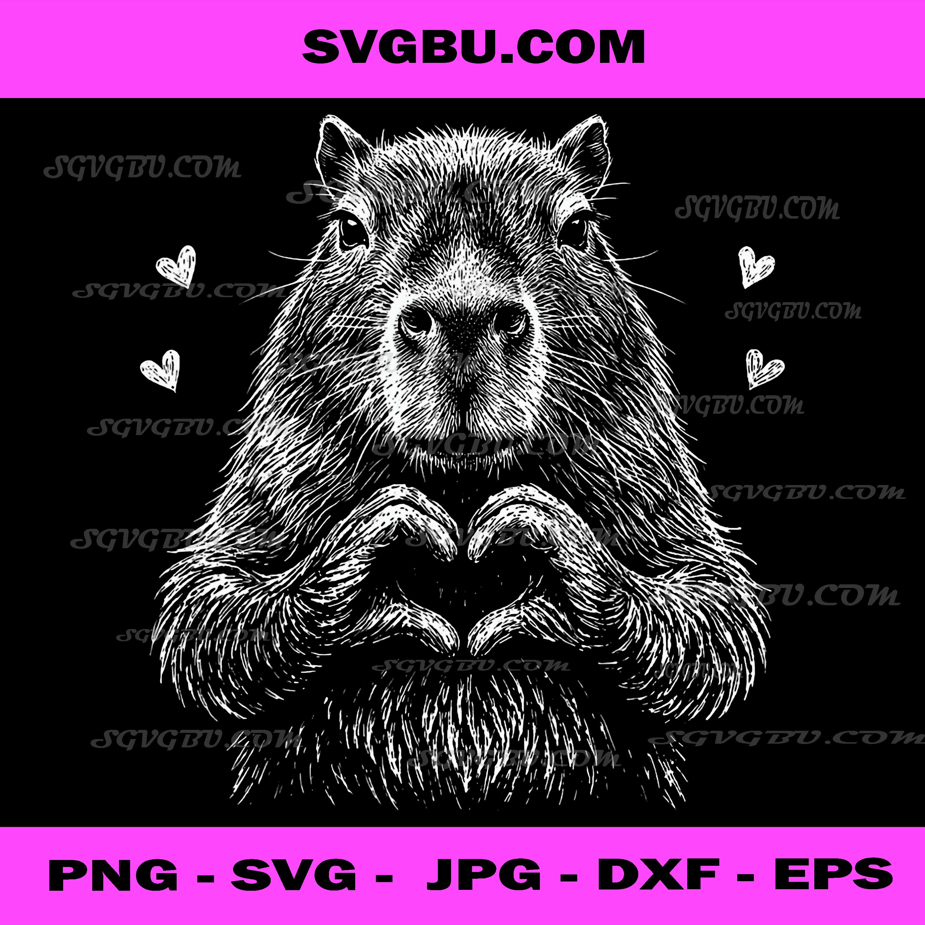 Cute Capybara Heart Hands PNG, Animal Lover Art PNG, Aesthetic PNG