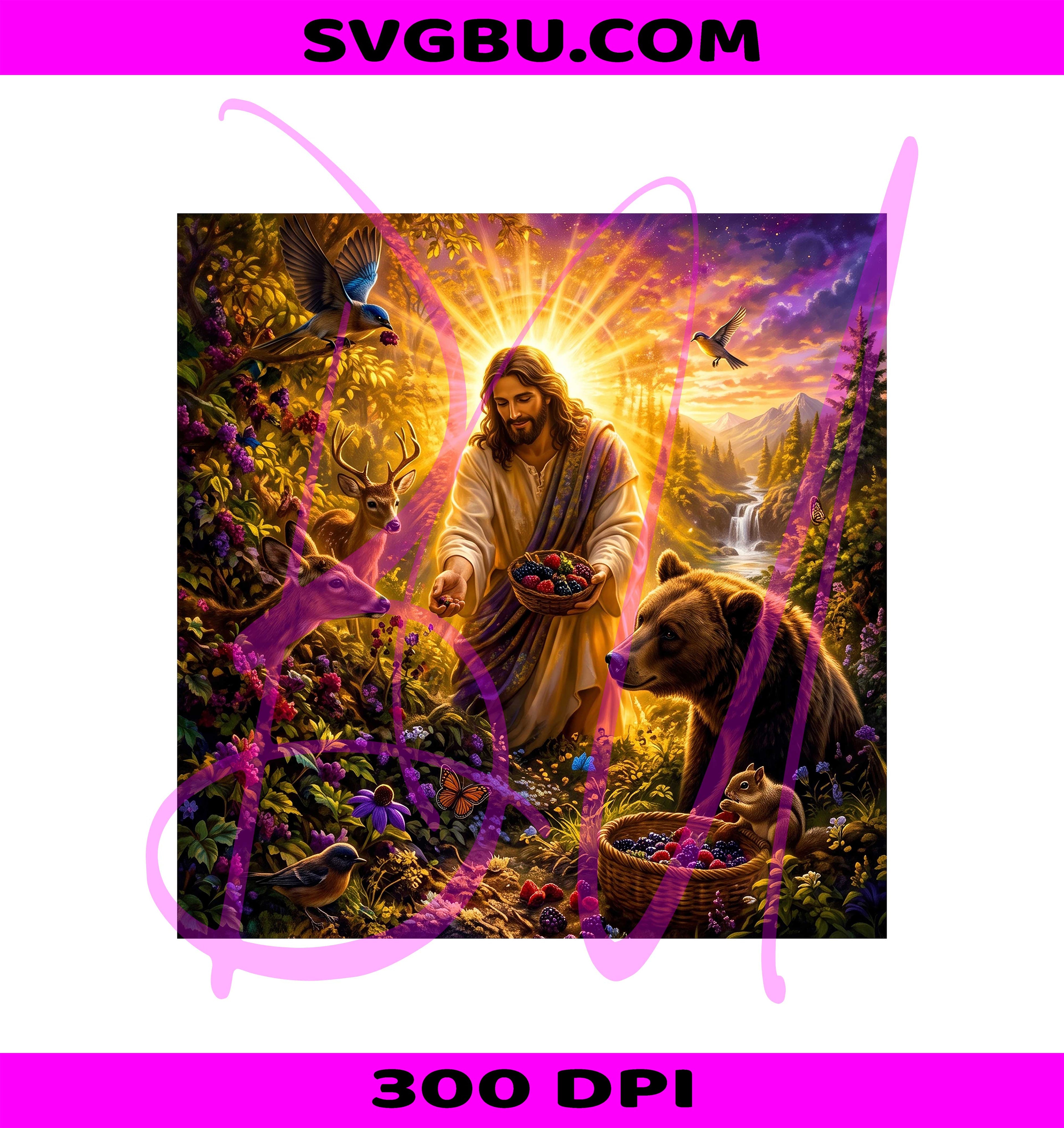 Yeshua Good Shepherd PNG, Berry Harvest PNG, Christian Nature PNG