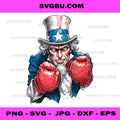Patriotic Boxing Uncle Sam Top Hat Illustration PNG Design PNG