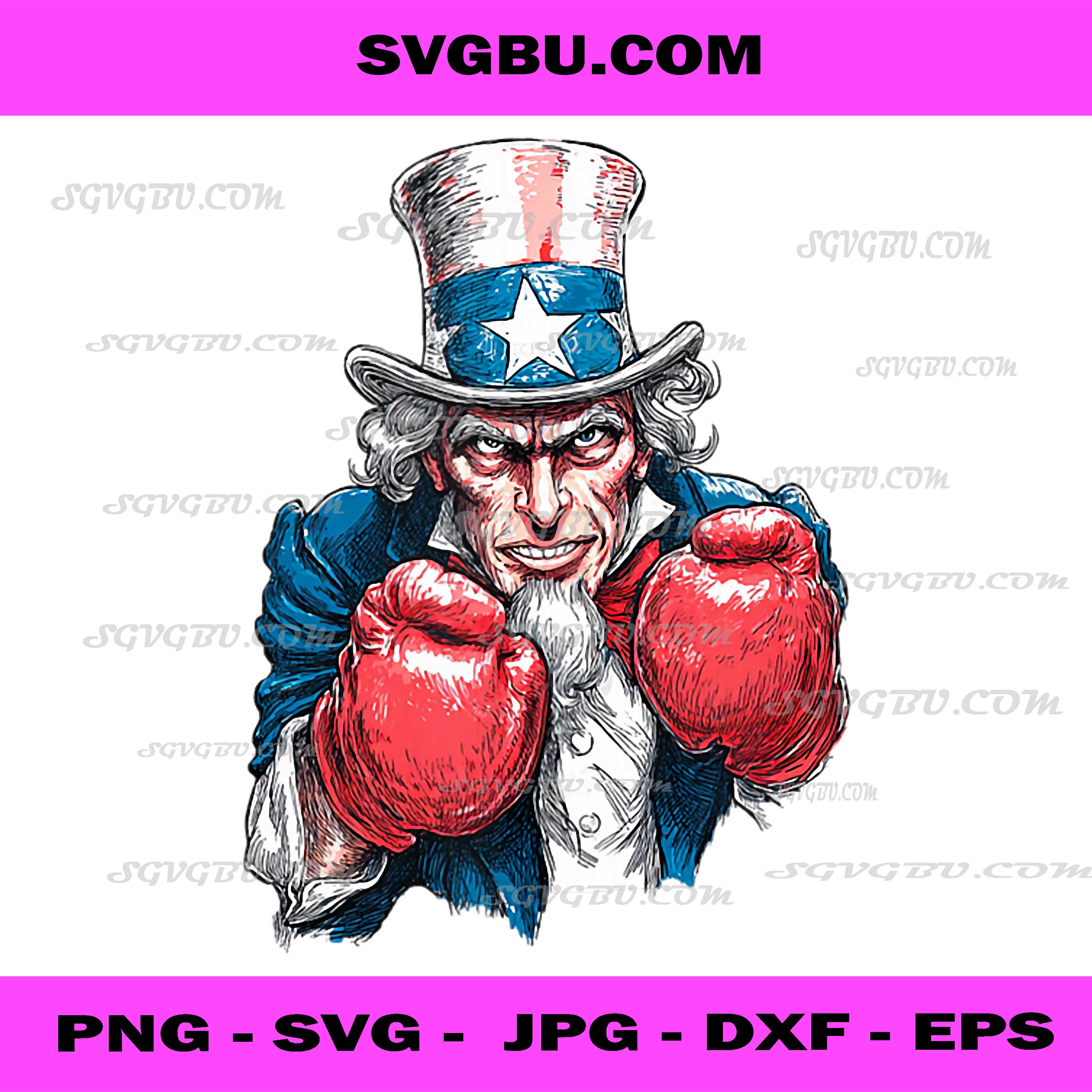 Patriotic Boxing Uncle Sam Top Hat Illustration PNG Design PNG