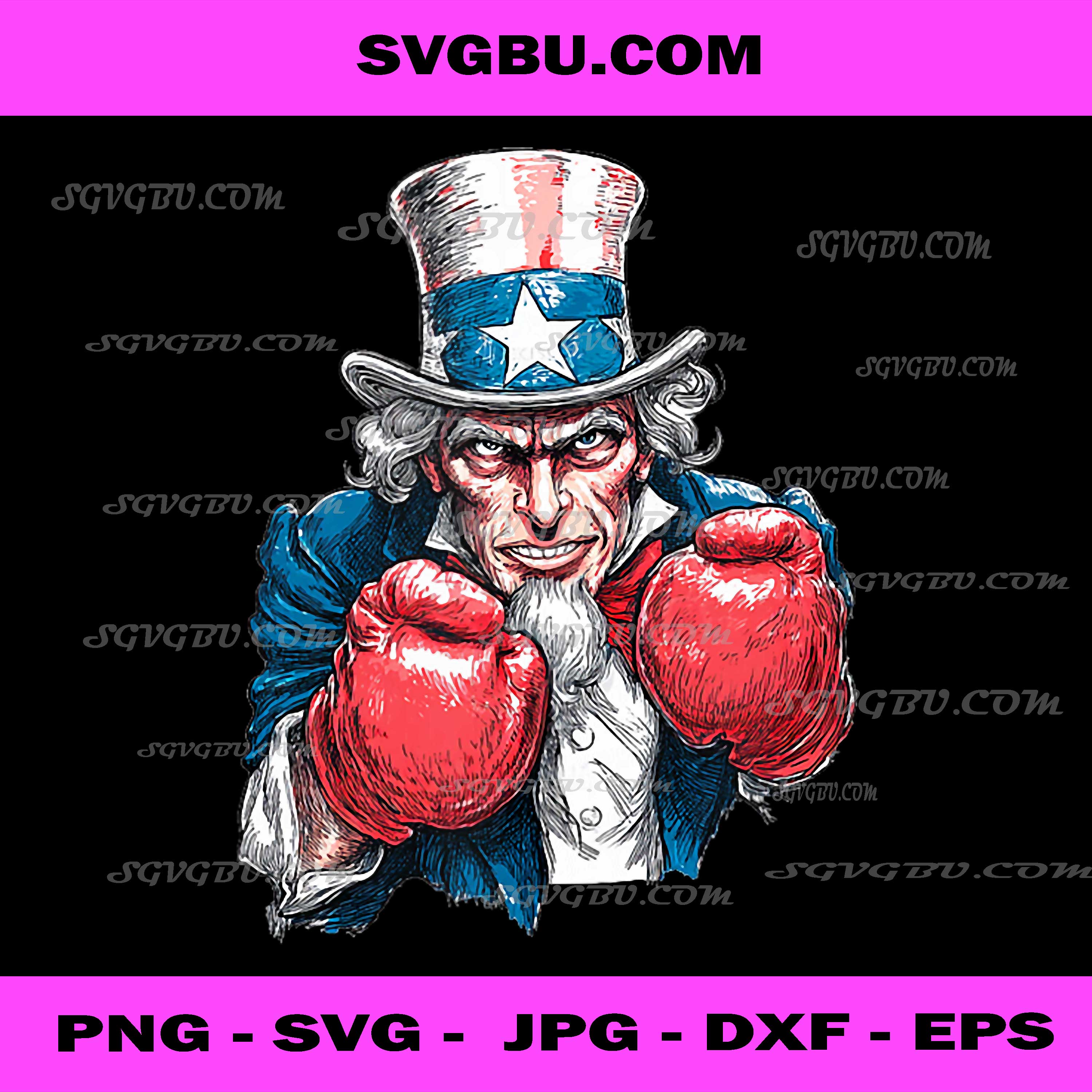Uncle Sam Boxing PNG, American Fighter PNG, Patriotic Boxing Art PNG