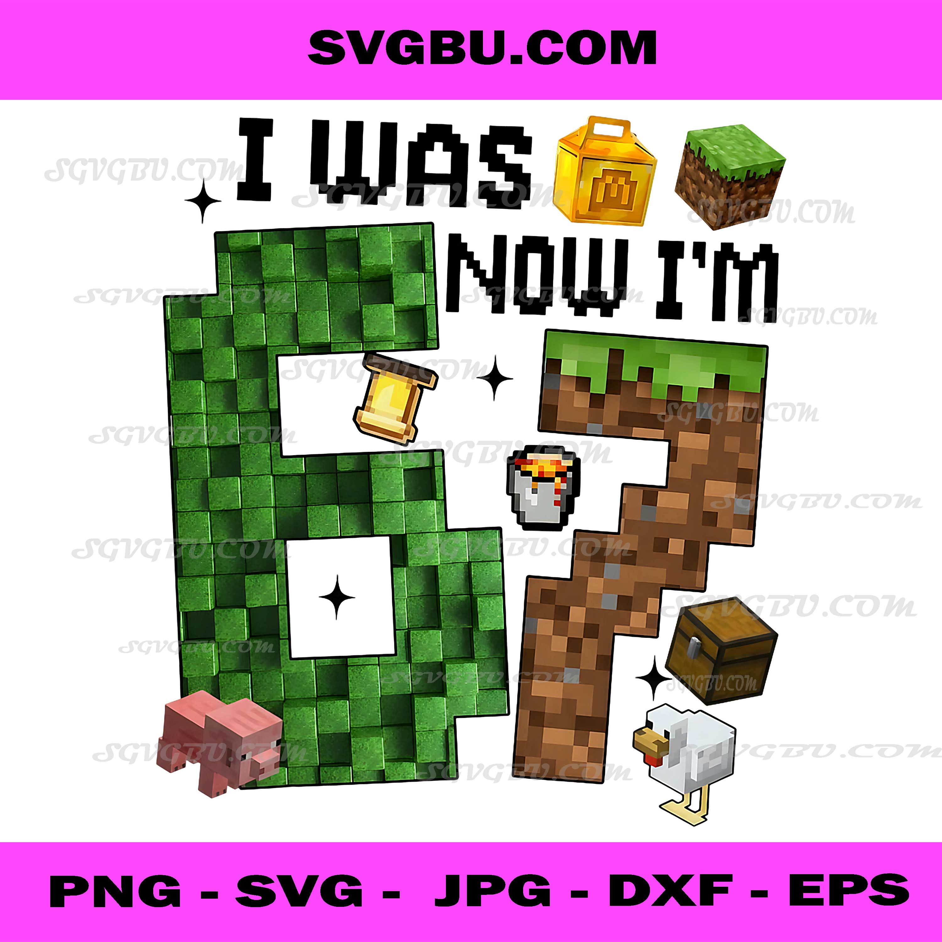 I Was 6 Now I'm 7 Pixel Gamer Birthday PNG, 7th Birthday Boy PNG