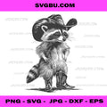 Raccoon Cowboy PNG, Western Animal PNG, Country Trash Panda Art PNG