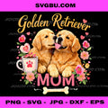 Golden Retriever Mom PNG, Cute Dog Mom PNG, Floral Puppy Art PNG