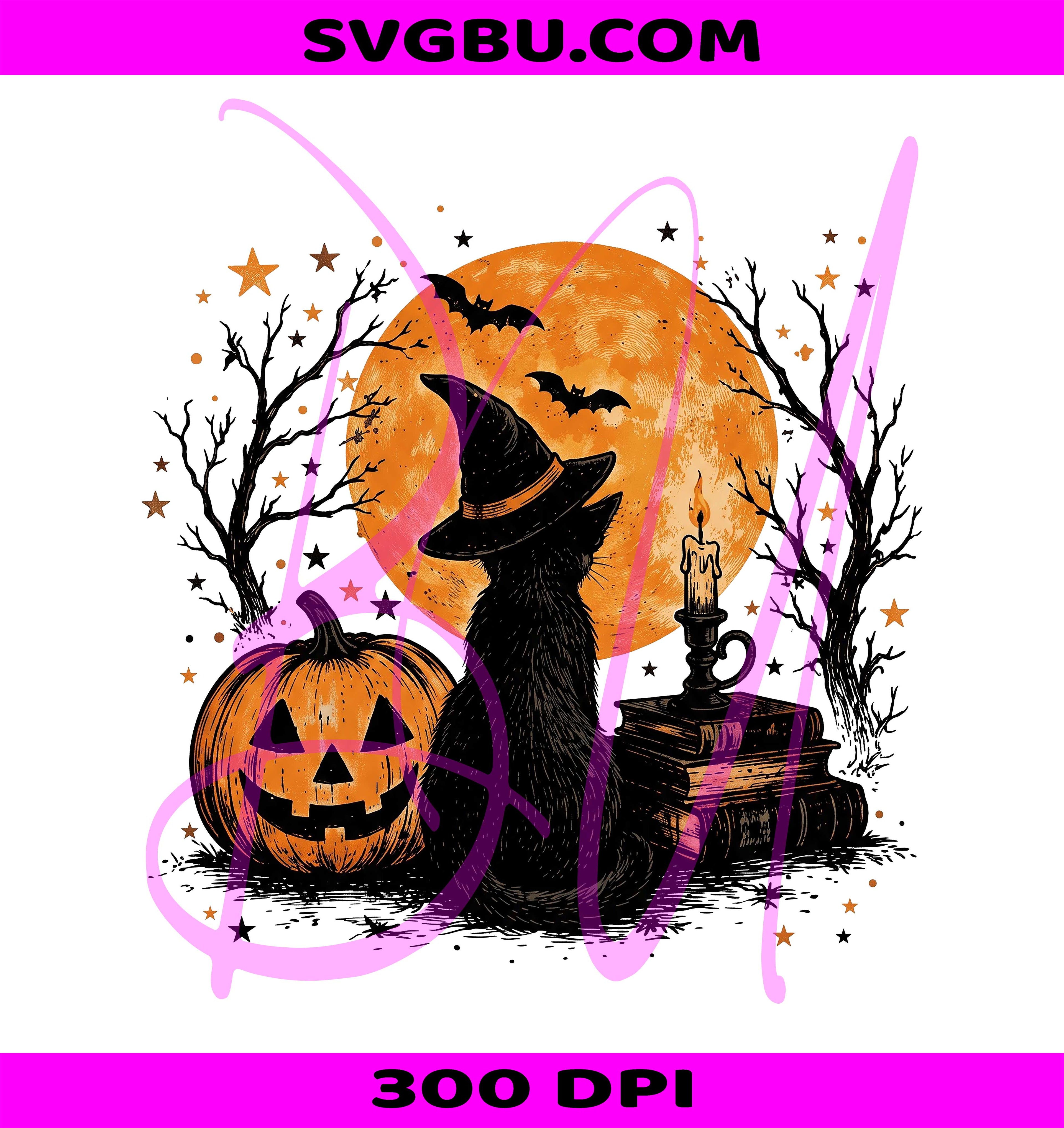 Vintage Black Cat PNG, Witch Cat PNG, Spooky Season PNG