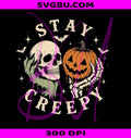 Stay Creepy PNG, Dripping Skeleton PNG, Grunge Horror PNG