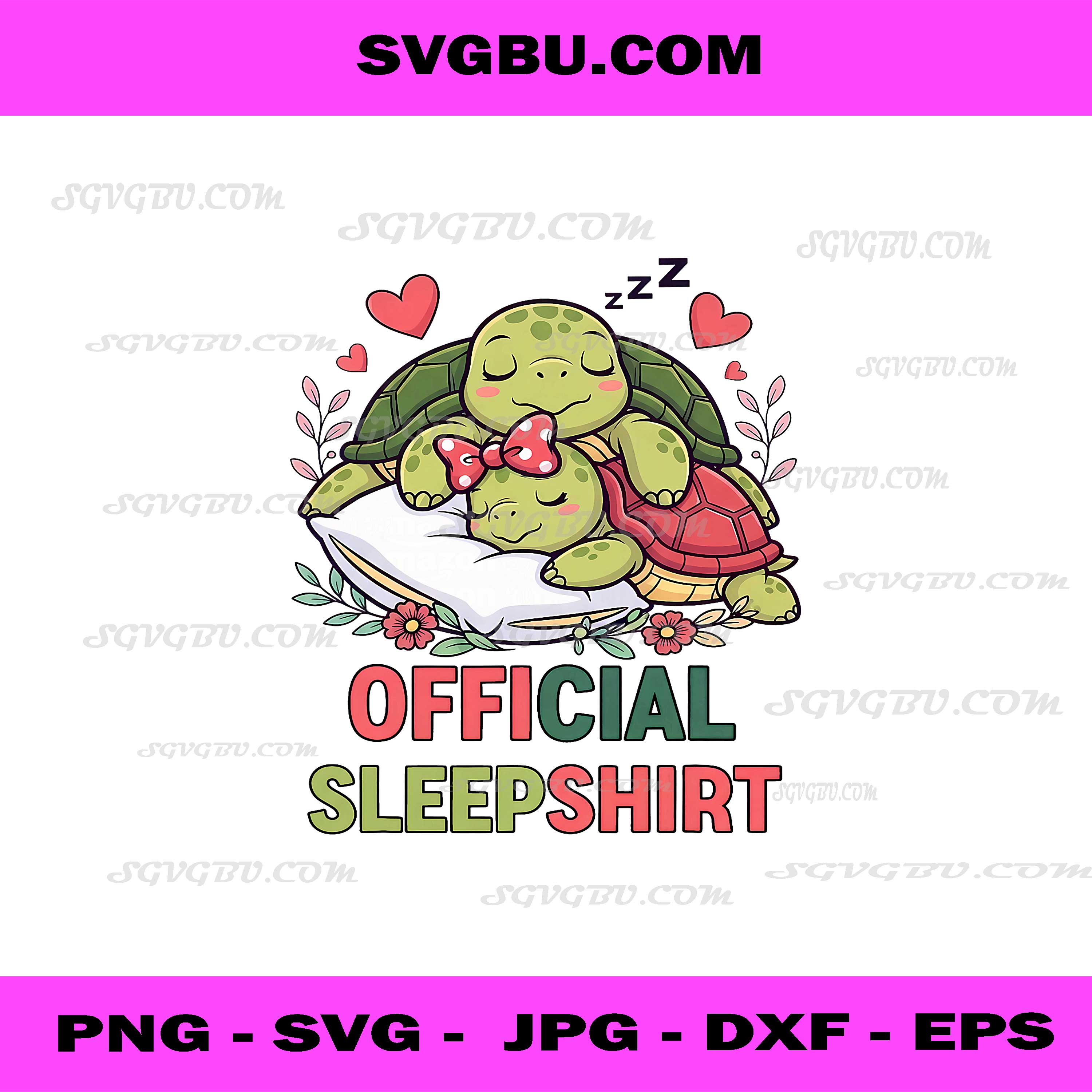 Cute Turtle Official Sleepshirt PNG, Cozy Sleep Valentine's Day PNG